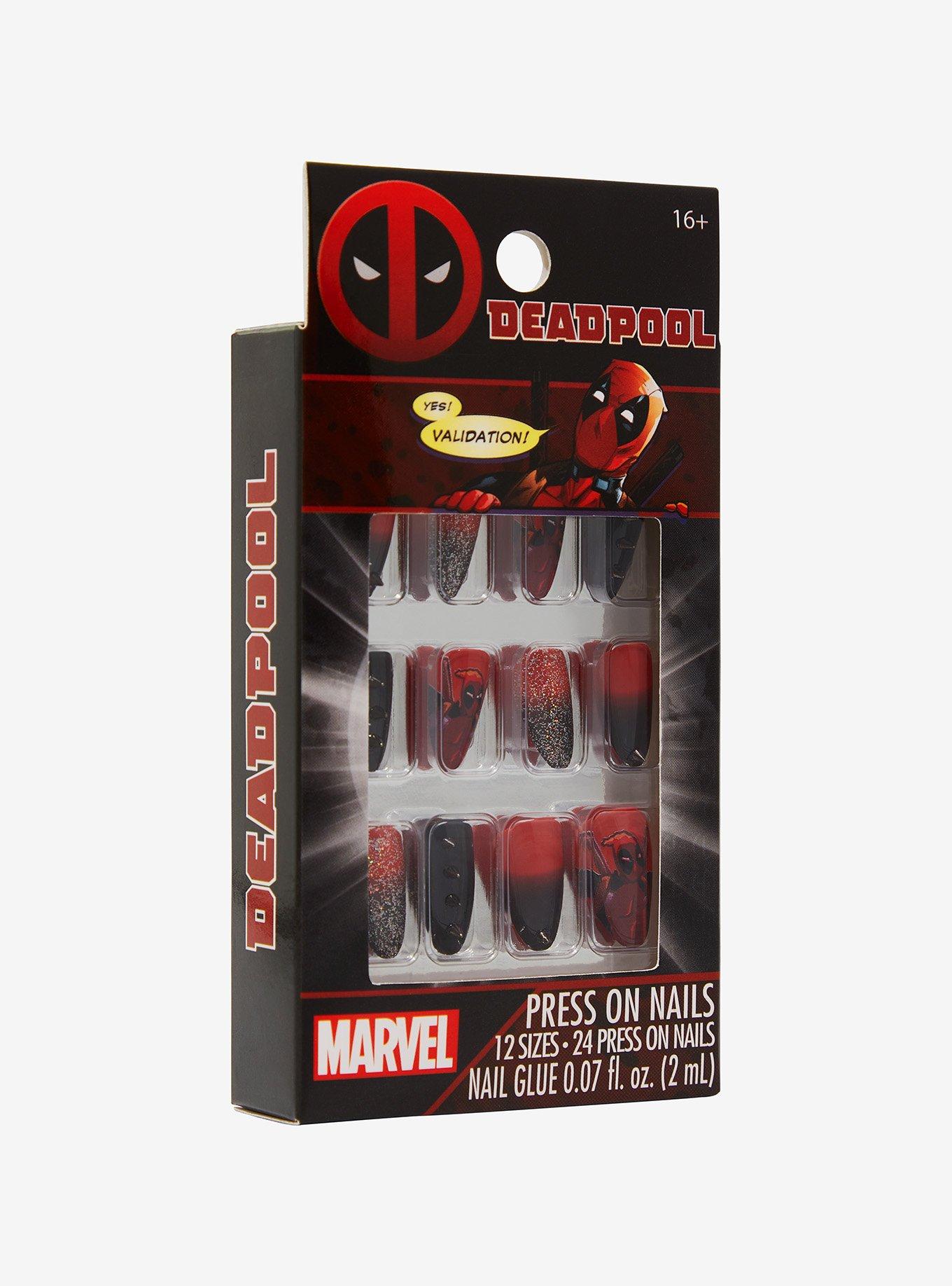 Marvel Deadpool Faux Nail Set, , alternate