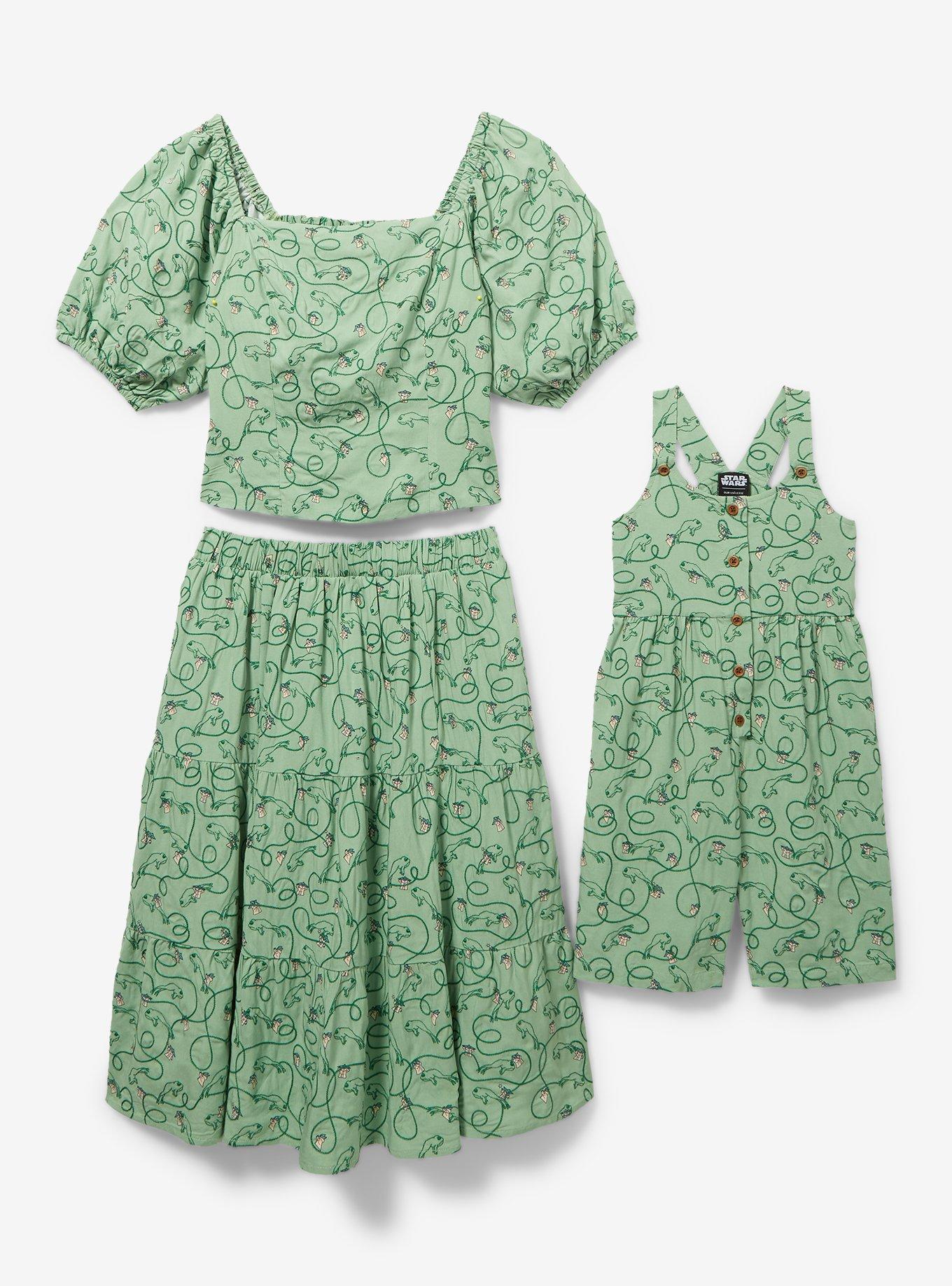 Disney Star Wars Grogu Button Front Toddler Romper &mdash; BoxLunch Exclusive, GREEN, alternate