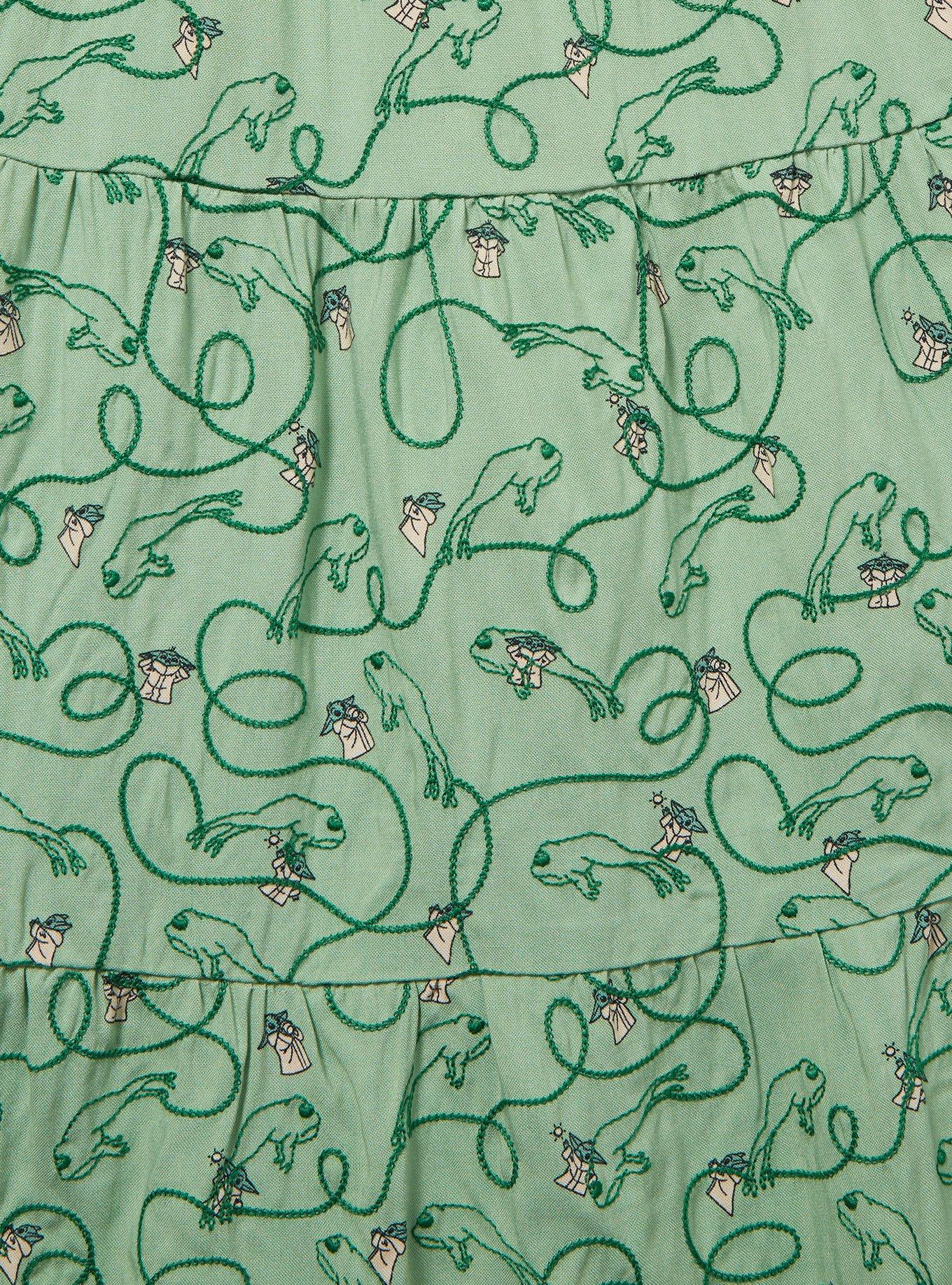 Disney Star Wars Grogu Button Front Toddler Romper &mdash; BoxLunch Exclusive, GREEN, alternate