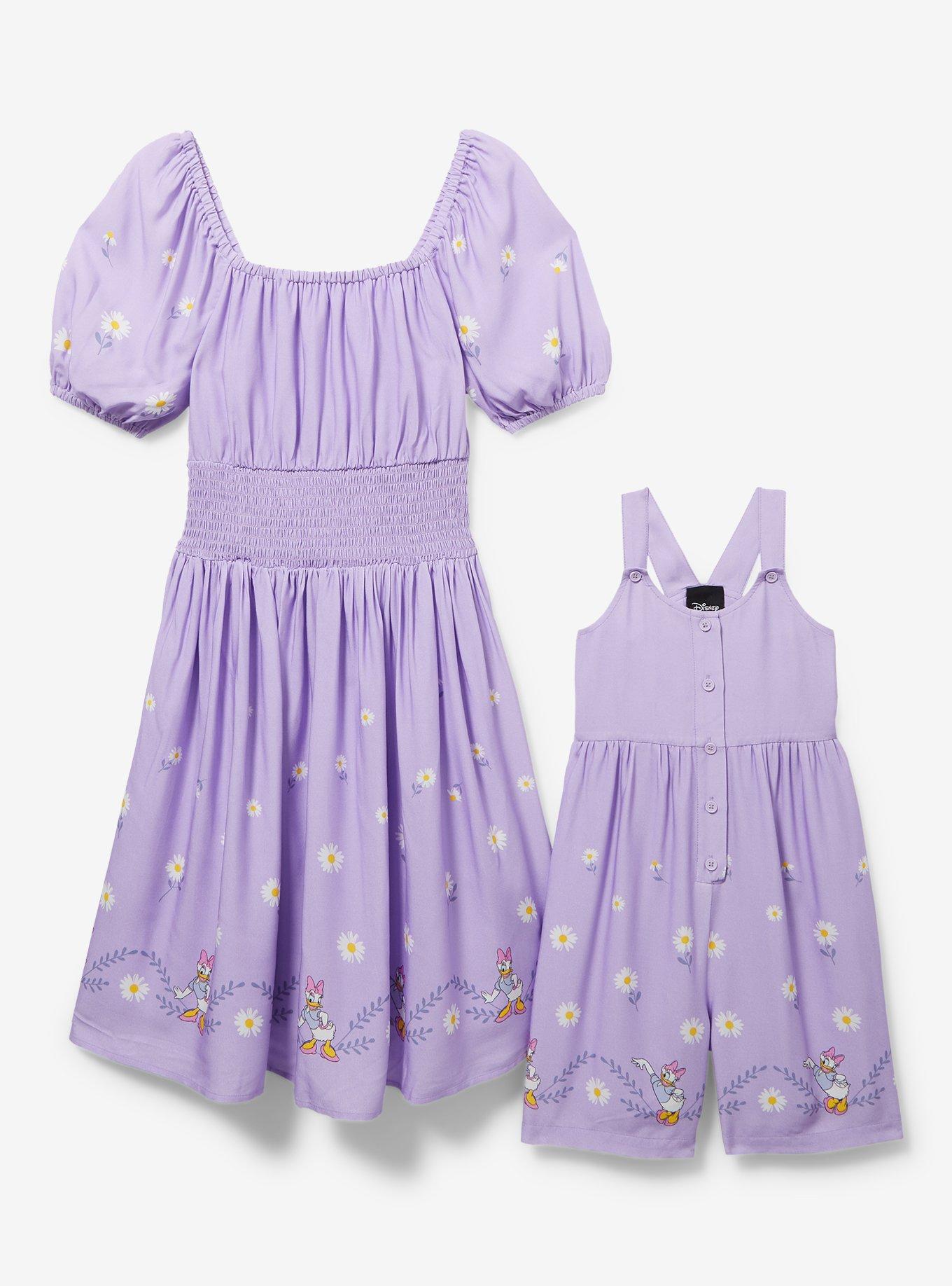 Disney Daisy Duck Button Front Toddler Romper &mdash; BoxLunch Exclusive, PURPLE, alternate