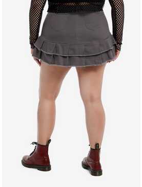 Grey Cargo Tiered Pleated Skirt Plus Size, , hi-res