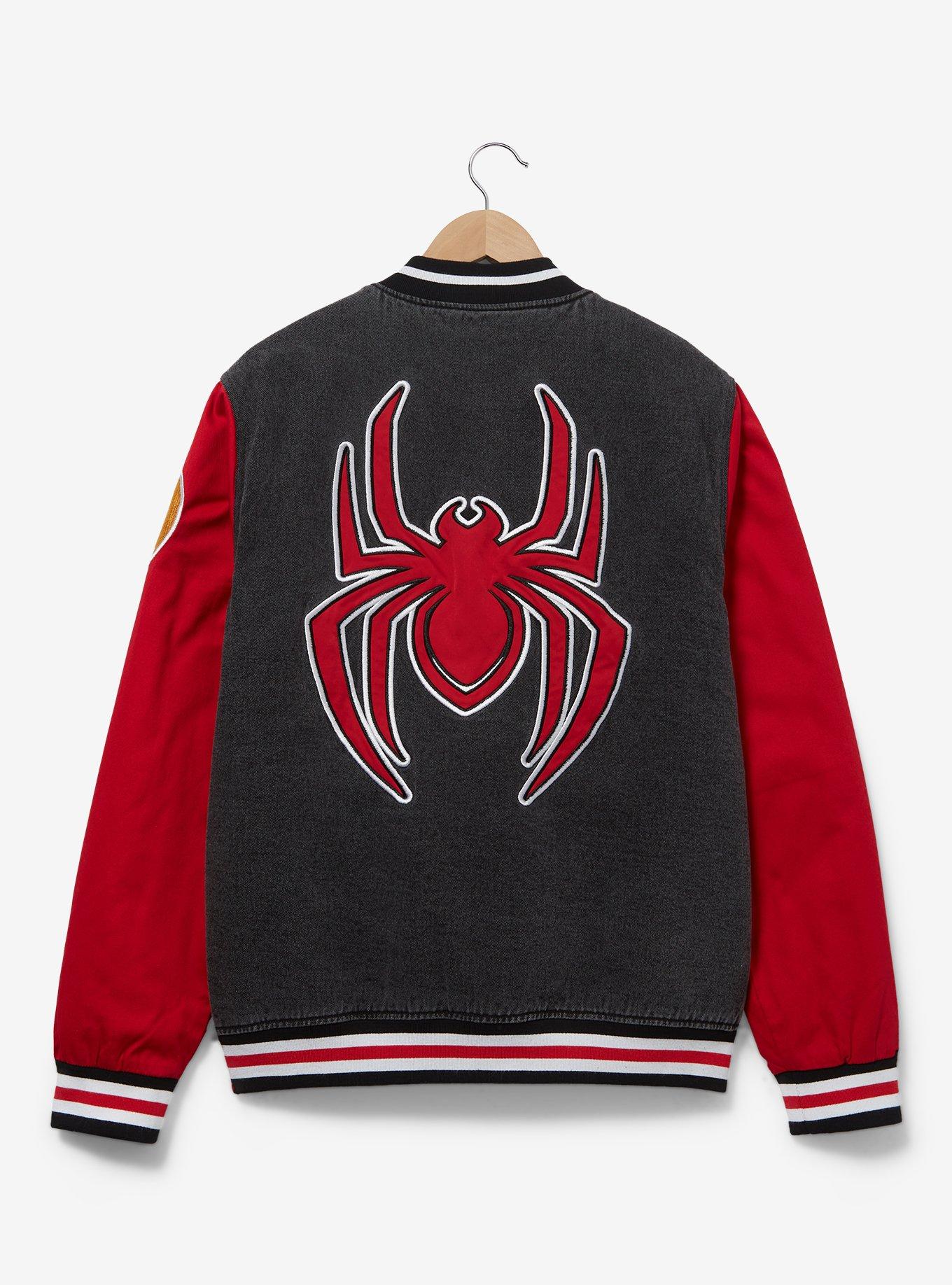 Marvel Spider-Man Miles Morales Denim Varsity Jacket - BoxLunch Exclusive, , hi-res