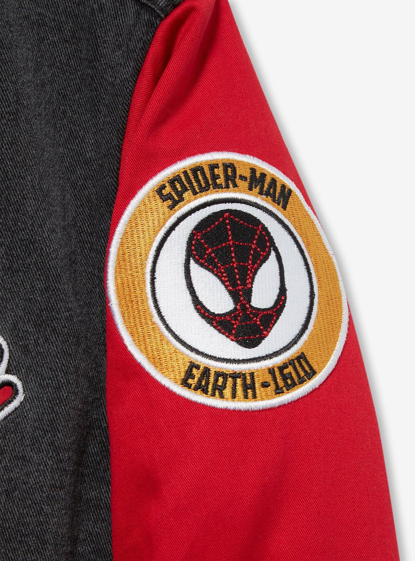 Marvel Spider-Man Miles Morales Denim Varsity Jacket - BoxLunch Exclusive, BLACK, alternate