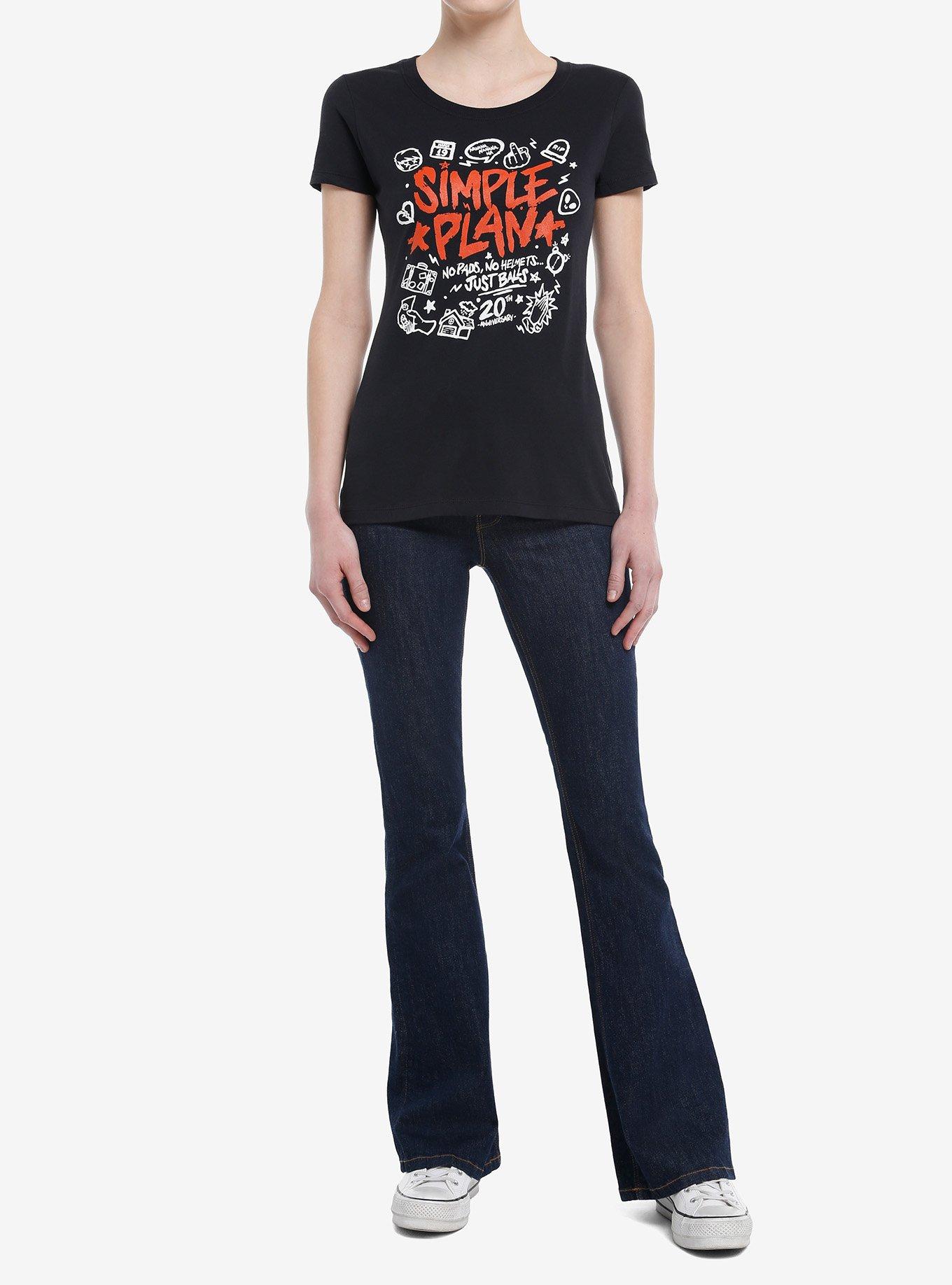 Simple Plan No Pads, No Helmets...Just Balls 20th Anniversary Girls T-Shirt, BLACK, alternate