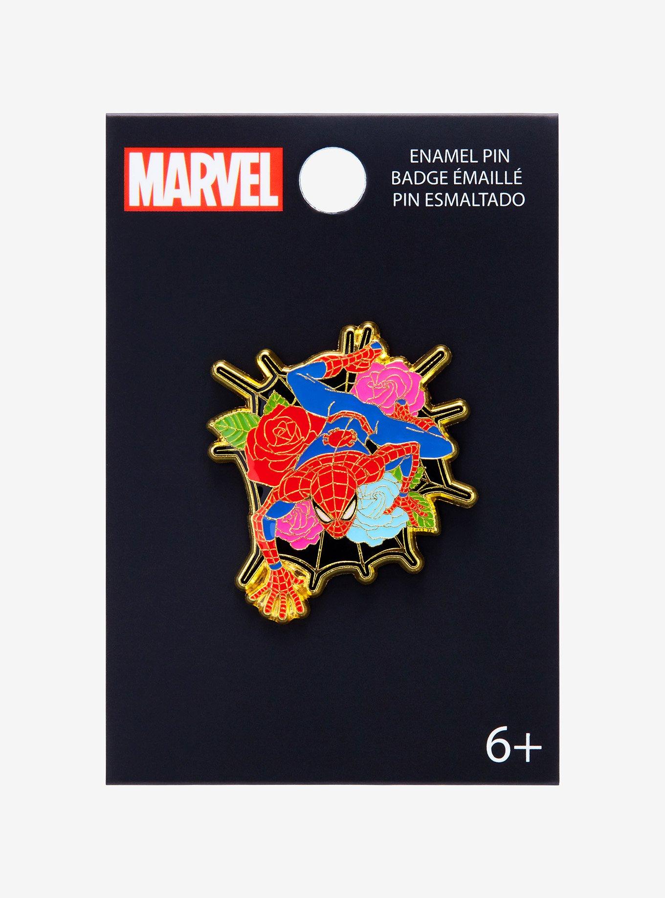 Loungefly Marvel Spider-Man Floral Enamel Pin — BoxLunch Exclusive, , alternate