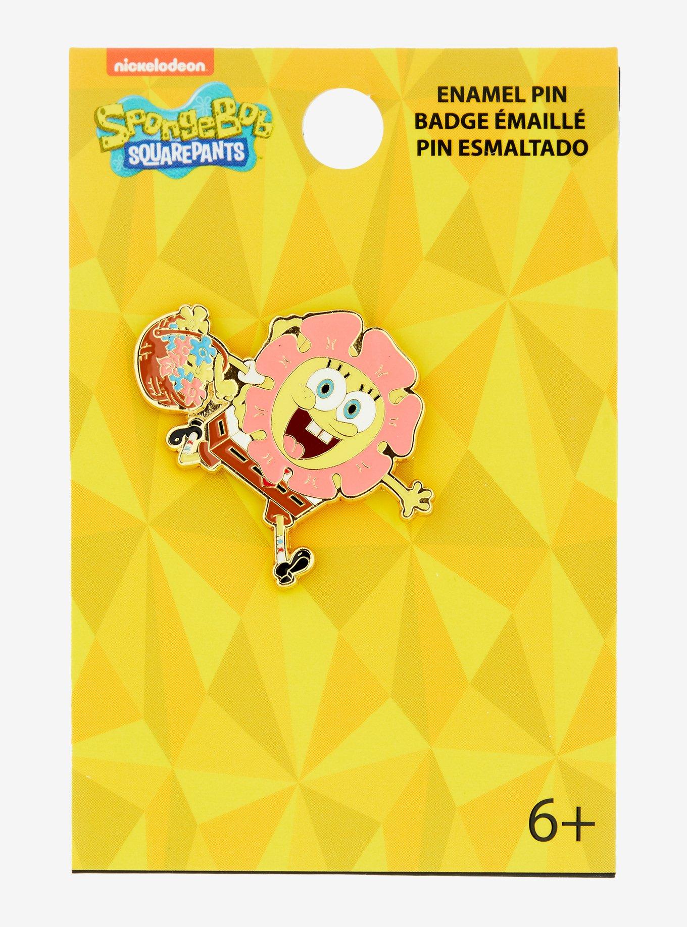 Loungefly SpongeBob SquarePants Skipping Floral Enamel Pin — BoxLunch Exclusive, , hi-res