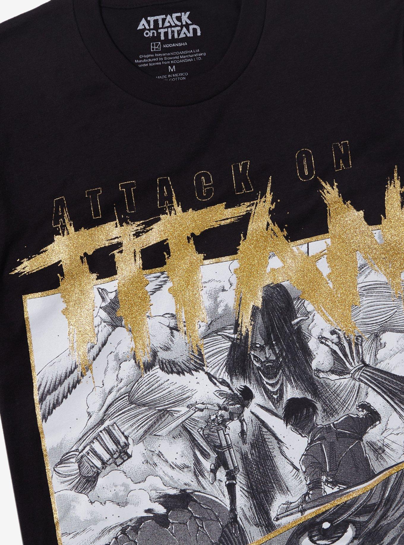 Attack On Titan Final Battle Metallic Print T-Shirt, BLACK, alternate