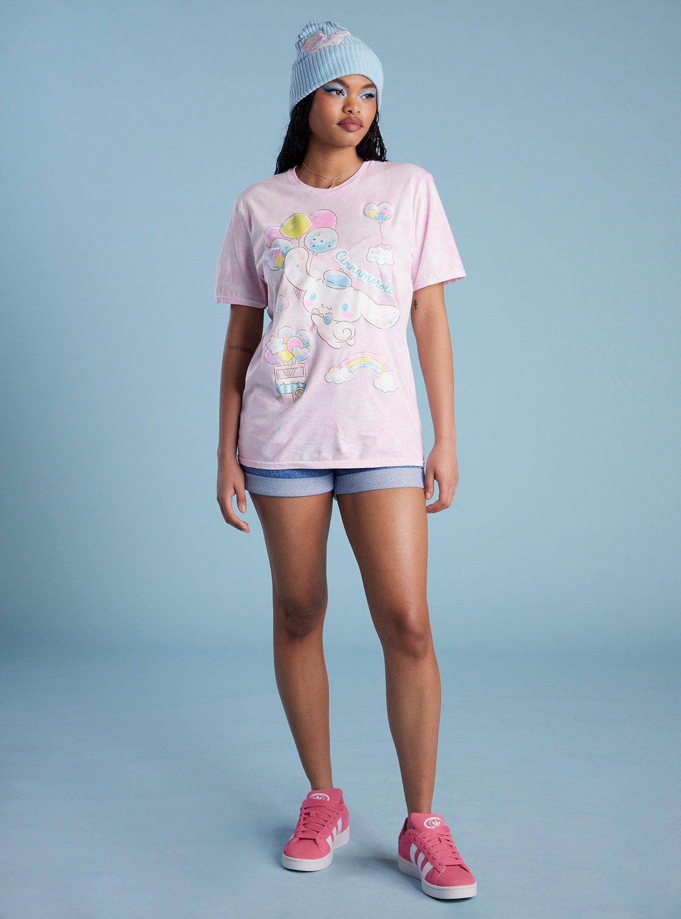 Cinnamoroll Balloons Pink Tie-Dye Girls Boyfriend Fit GIrls T-Shirt, MULTI, alternate