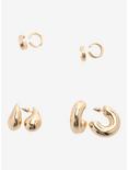 Gold Chunky Hoop & Cuff Earring Set, , alternate