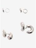 Silver Chunky Hoop & Cuff Earring Set, , alternate