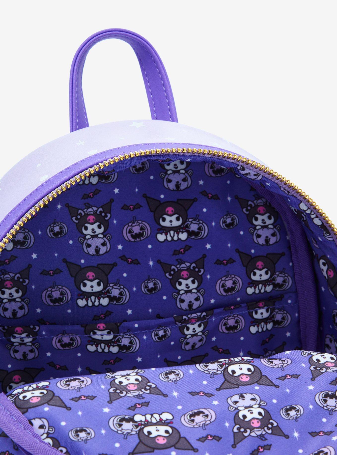 Loungefly Sanrio Kuromi Halloween Light-Up Purple Mini Backpack, , alternate