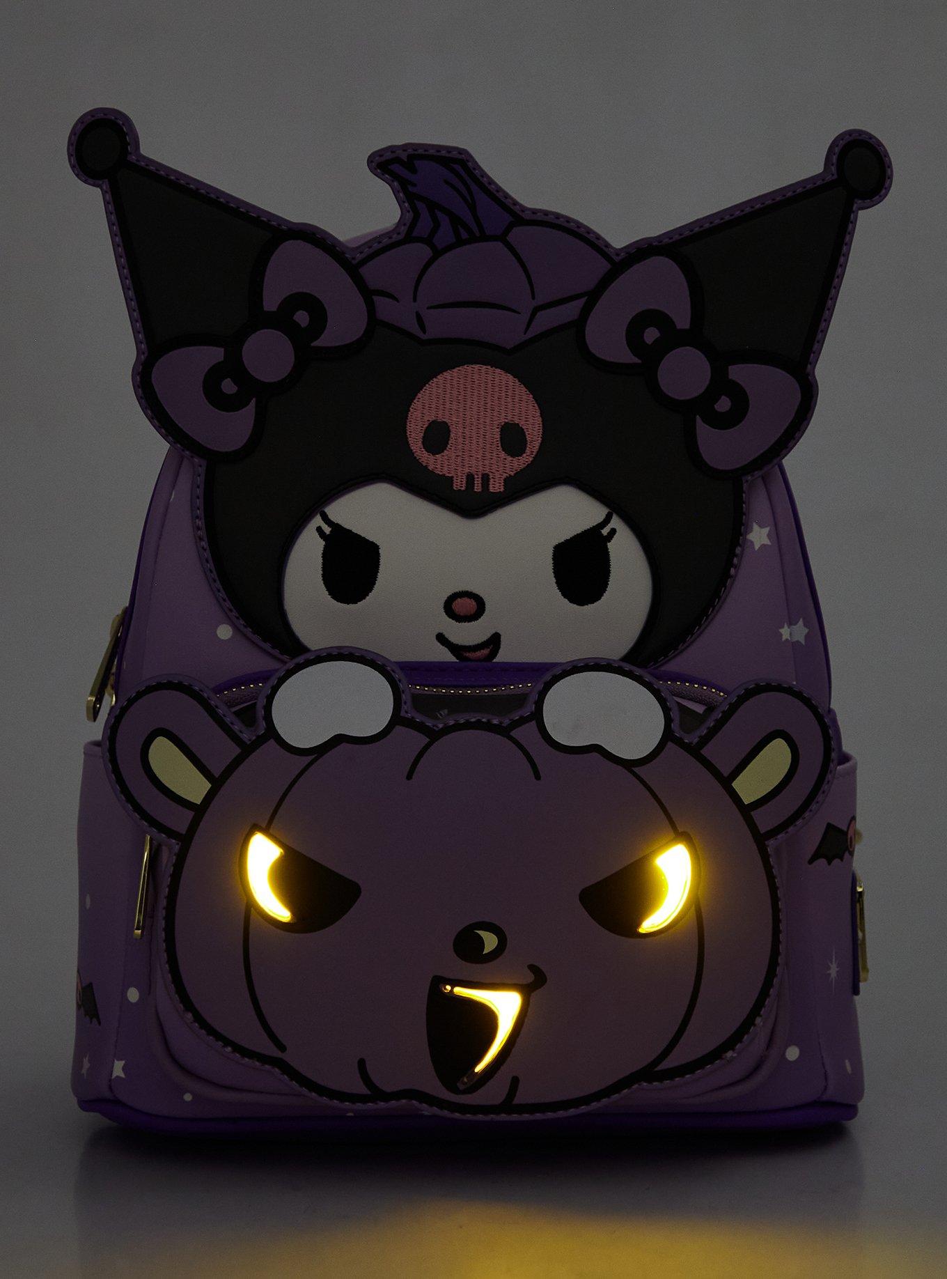 Loungefly Sanrio Kuromi Halloween Light-Up Purple Mini Backpack, , alternate