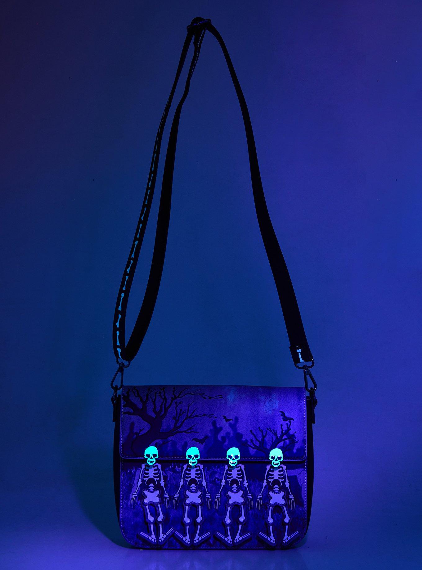 Loungefly Disney Dancing Skeletons Glow-in-the-Dark Crossbody Bag, , alternate