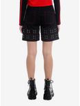 Social Collision® Red Contrast Stitch Grommet Belt Carpenter Shorts, BLACK  BLACK RED, alternate