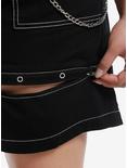 Black Double Chain Girls Carpenter Shorts Plus Size, BLACK, alternate