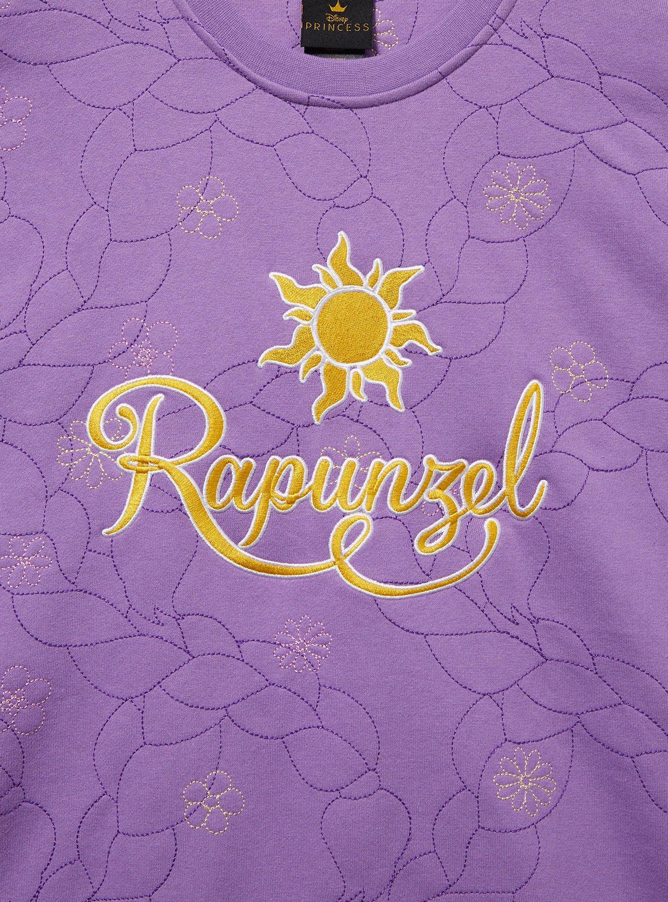 Disney Tangled Rapunzel Embroidered Floral Braid Crewneck - BoxLunch Exclusive, LAVENDER, alternate