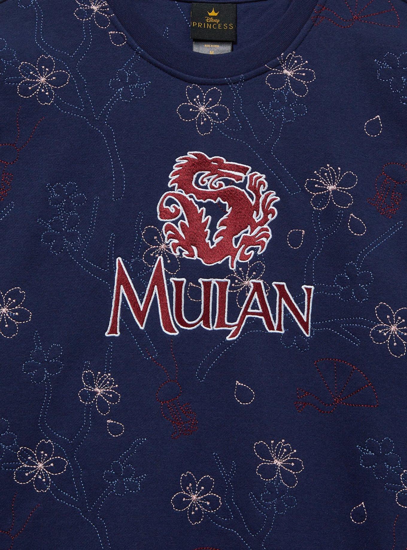 Disney Mulan Topographic Cherry Blossom Crewneck — BoxLunch Exclusive, NAVY, alternate