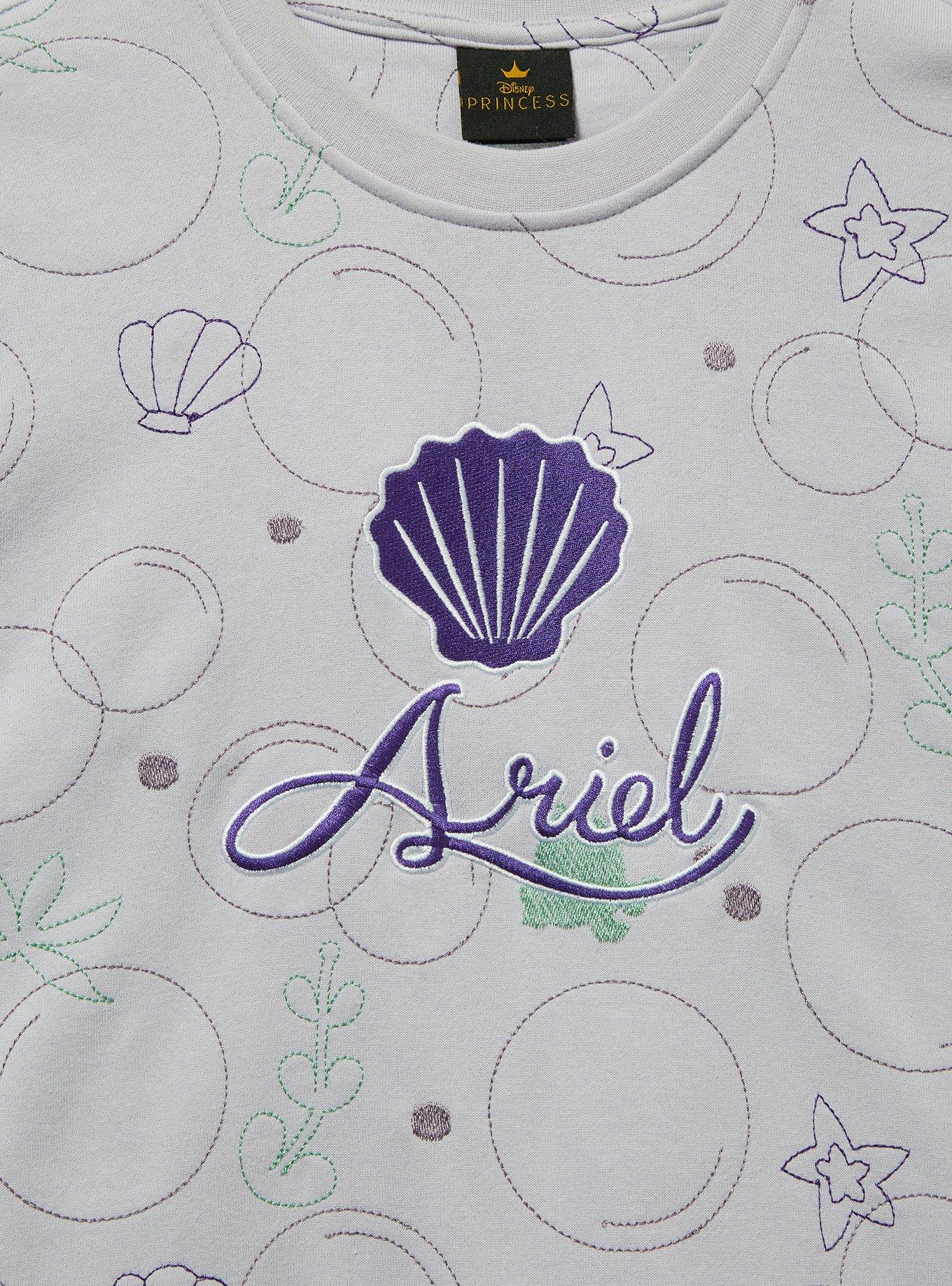 Disney The Little Mermaid Ariel Topographic Shell Crewneck &mdash; BoxLunch Exclusive, GREY, alternate