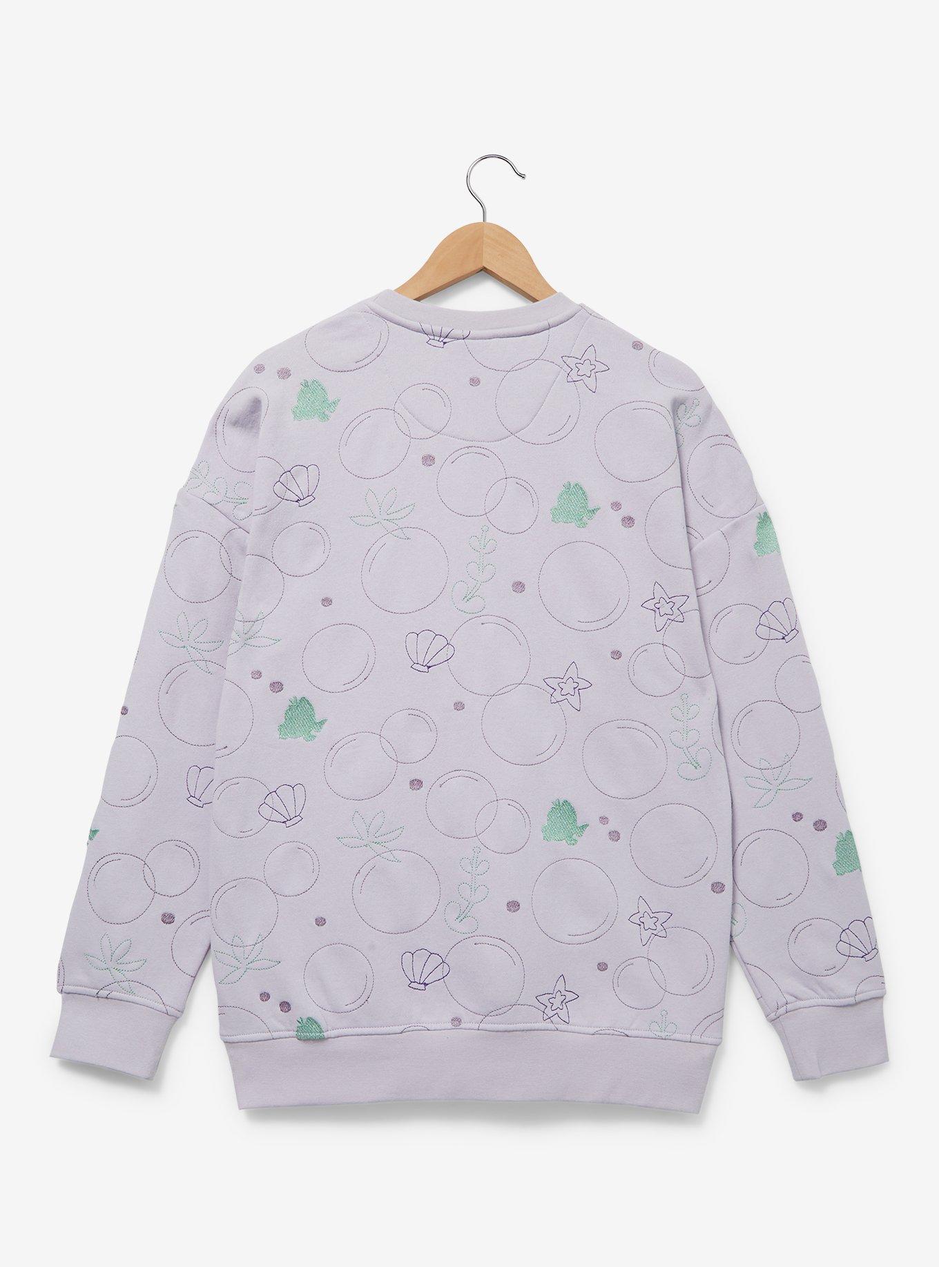 Disney The Little Mermaid Ariel Topographic Shell Crewneck — BoxLunch Exclusive, GREY, alternate