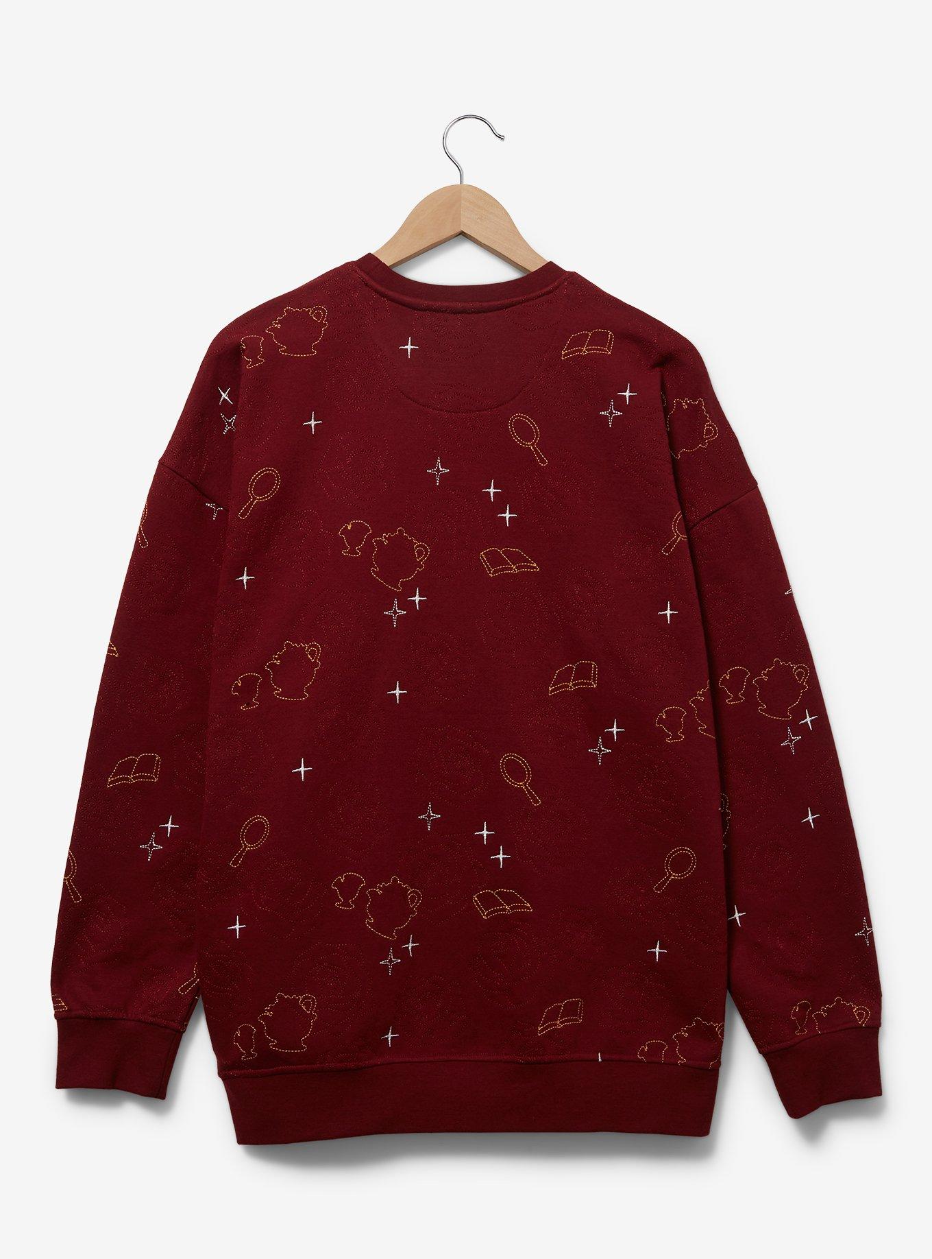 Disney Beauty and the Beast Belle Topographic Rose Crewneck — BoxLunch Exclusive, RED, alternate