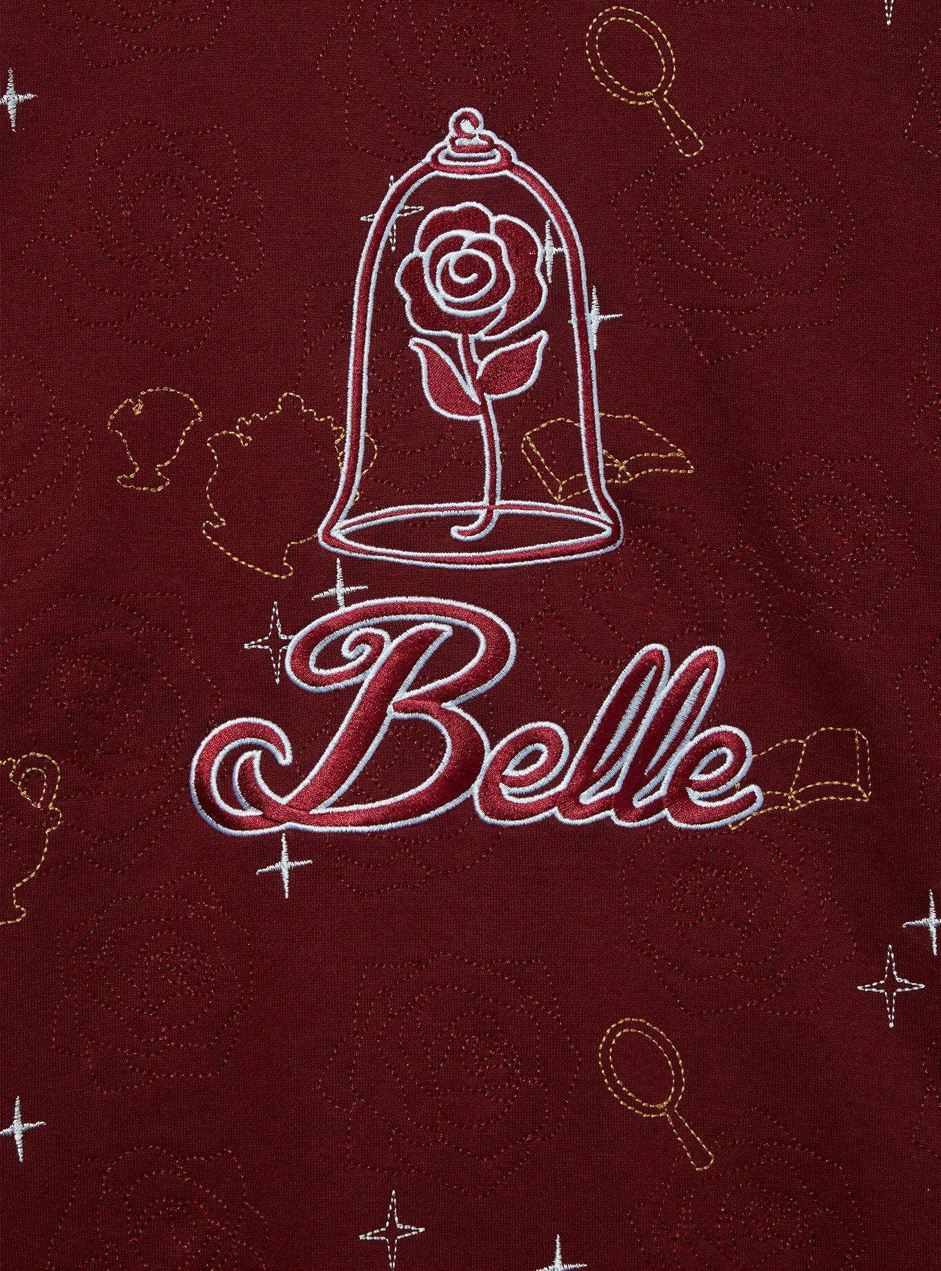 Disney Beauty and the Beast Belle Topographic Rose Crewneck &mdash; BoxLunch Exclusive, RED, alternate
