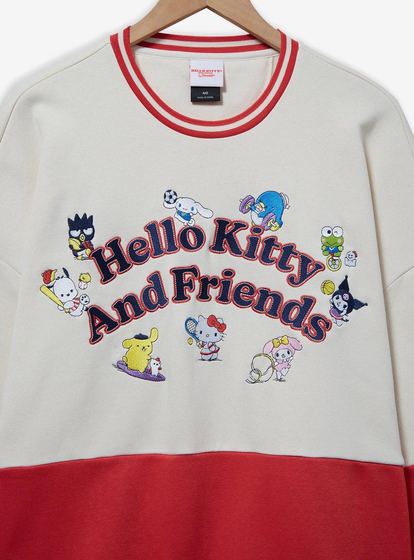 Sanrio Hello Kitty and Friends Sporty Panel Crewneck — BoxLunch Exclusive, RED, alternate