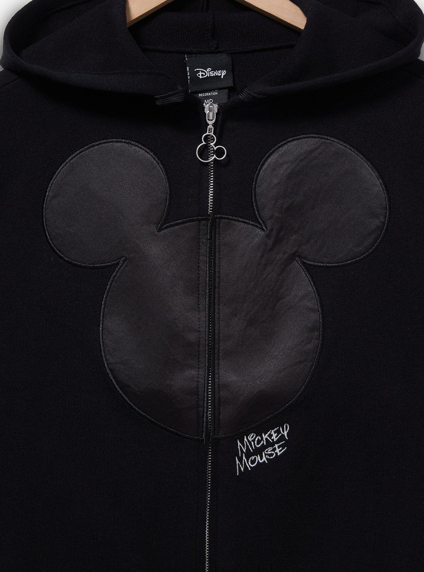 Disney Mickey Mouse Ears Women's Plus Size Knit Zip Hoodie &mdash; BoxLunch Exclusive, BLACK, alternate
