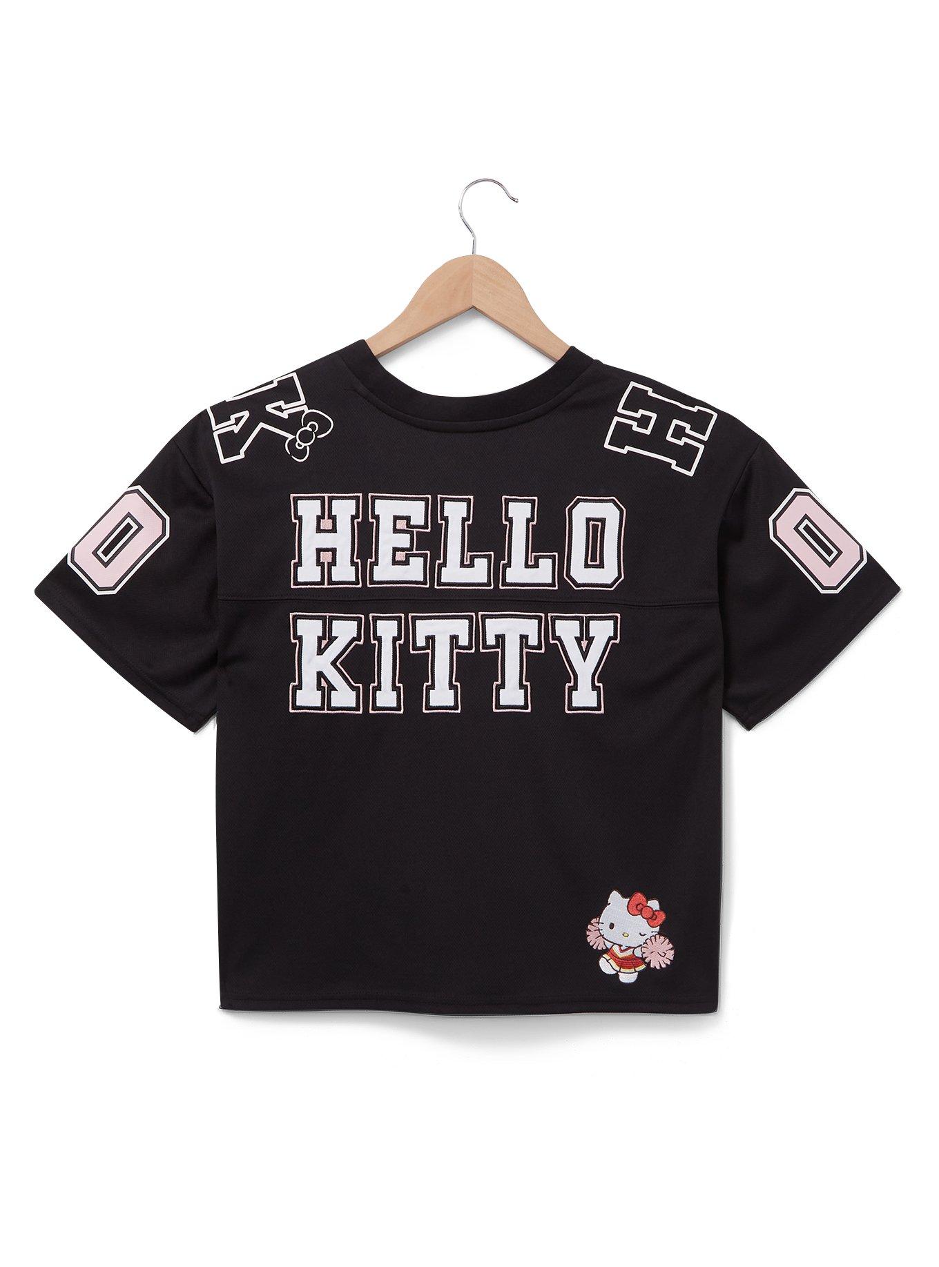 Sanrio Hello Kitty Sports Women's Cropped Football Jersey — BoxLunch Exclusive, BLACK, alternate