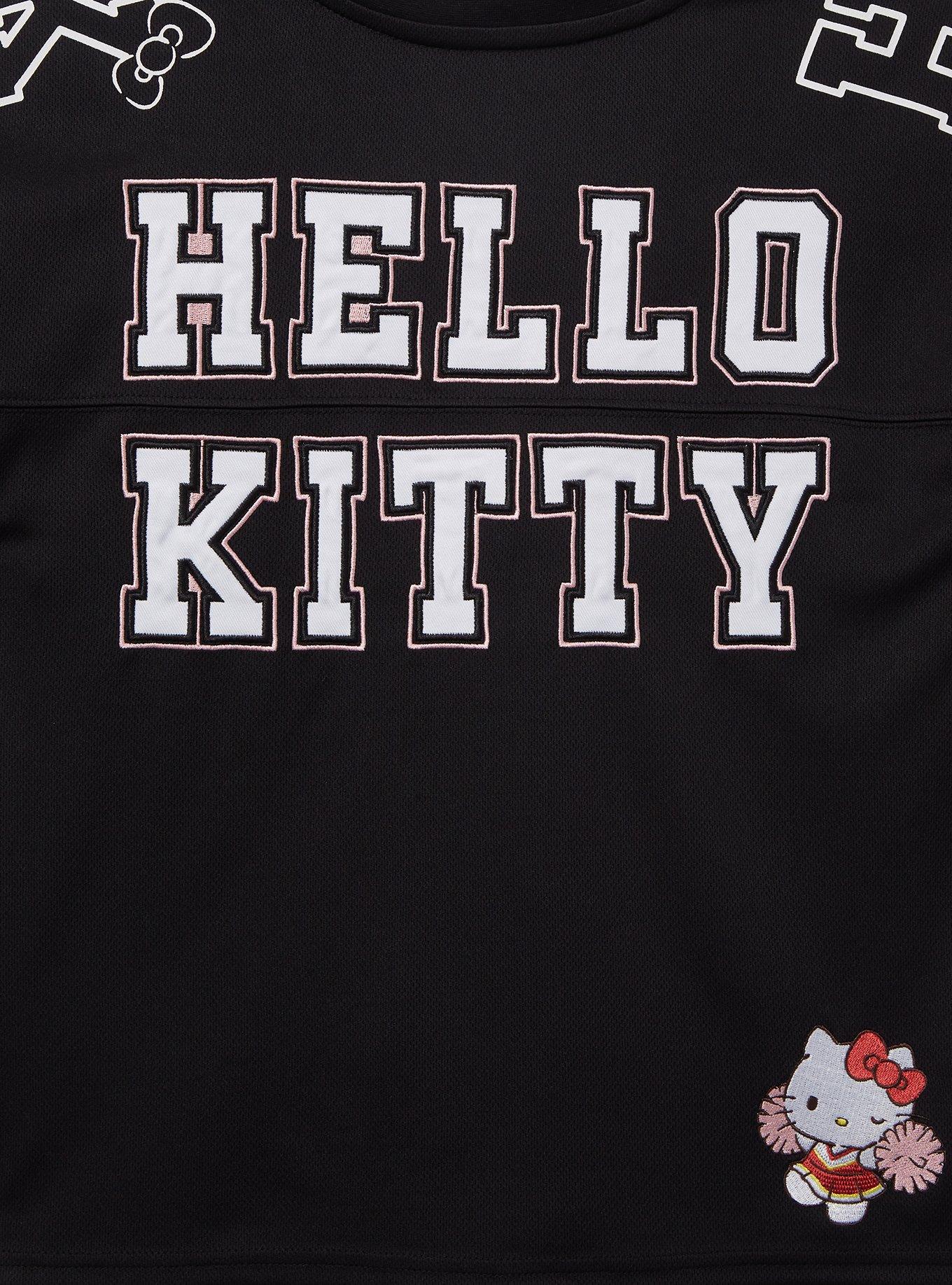 Sanrio Hello Kitty Sports Women's Cropped Football Jersey — BoxLunch Exclusive, BLACK, alternate