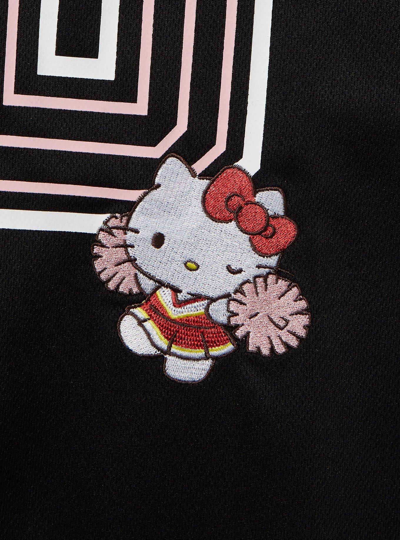 Sanrio Hello Kitty Sports Women's Plus Size Cropped Football Jersey &mdash; BoxLunch Exclusive, BLACK, alternate