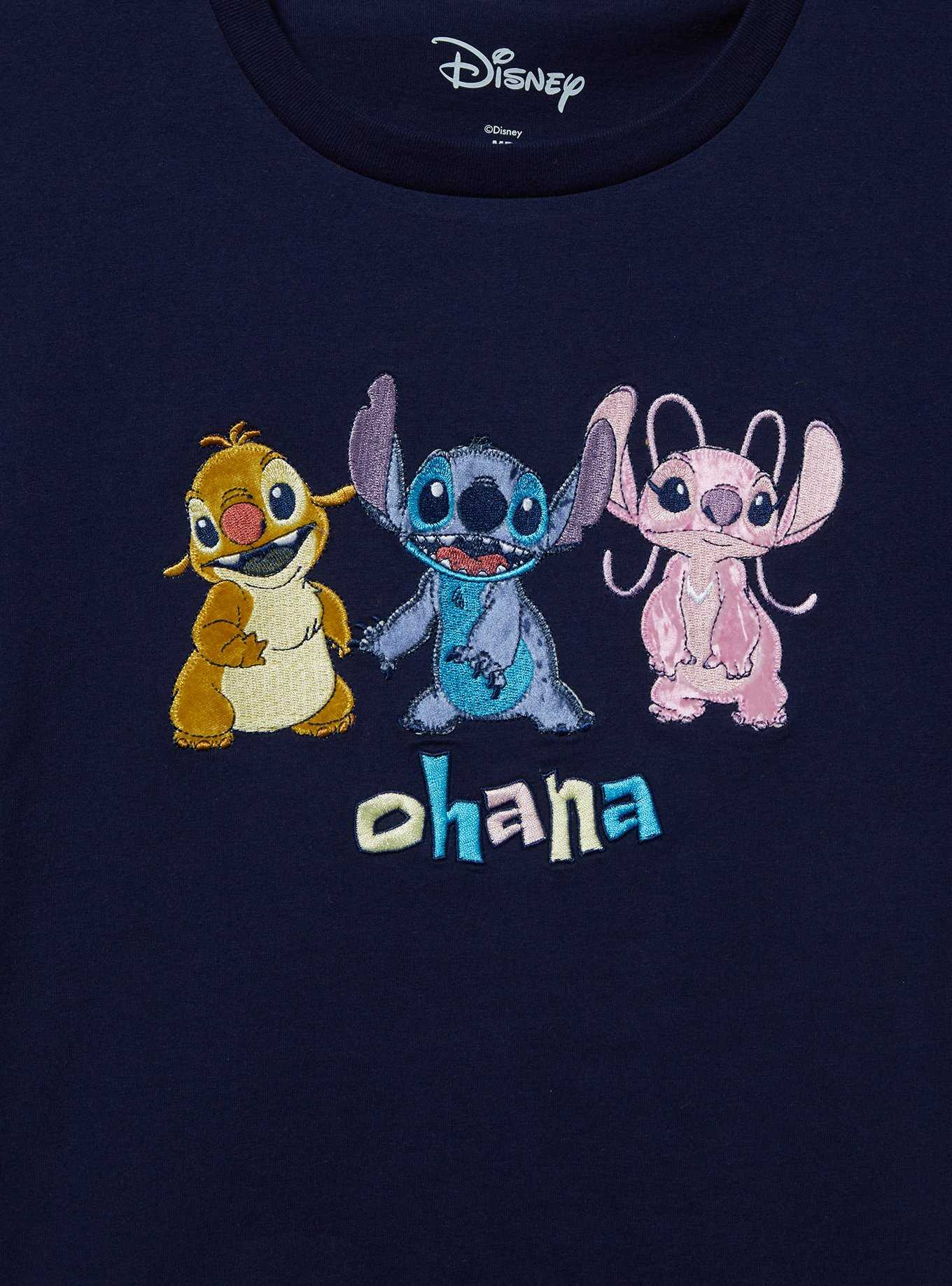 Disney Lilo & Stitch Reuben, Angel, and Stitch Ohana Embroidered Women's T-Shirt — BoxLunch Exclusive, , hi-res