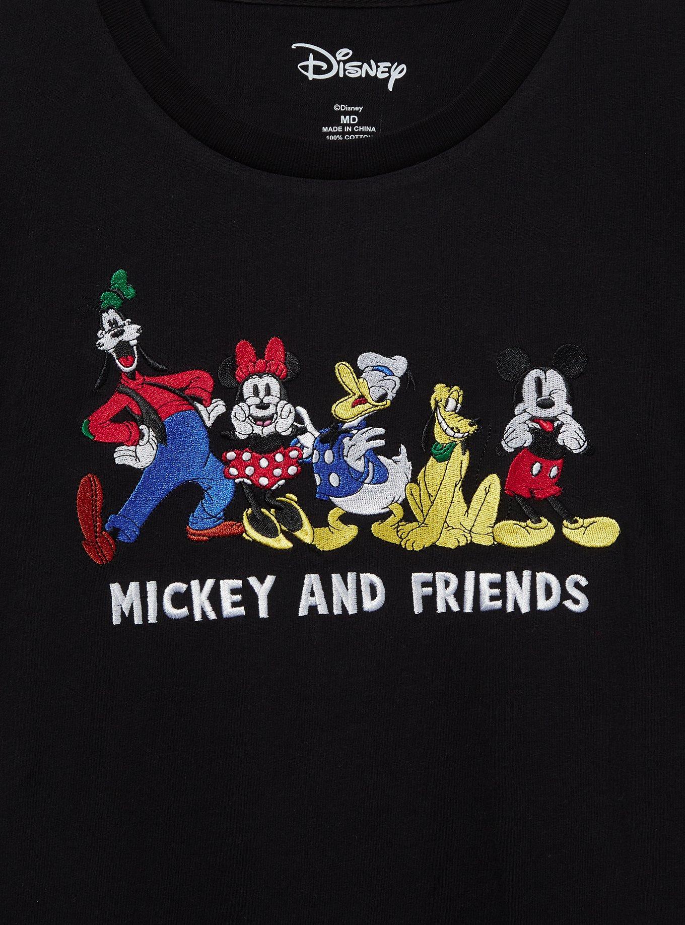 Disney Mickey and Friends Embroidered Women's T-Shirt — BoxLunch Exclusive, BLACK, alternate