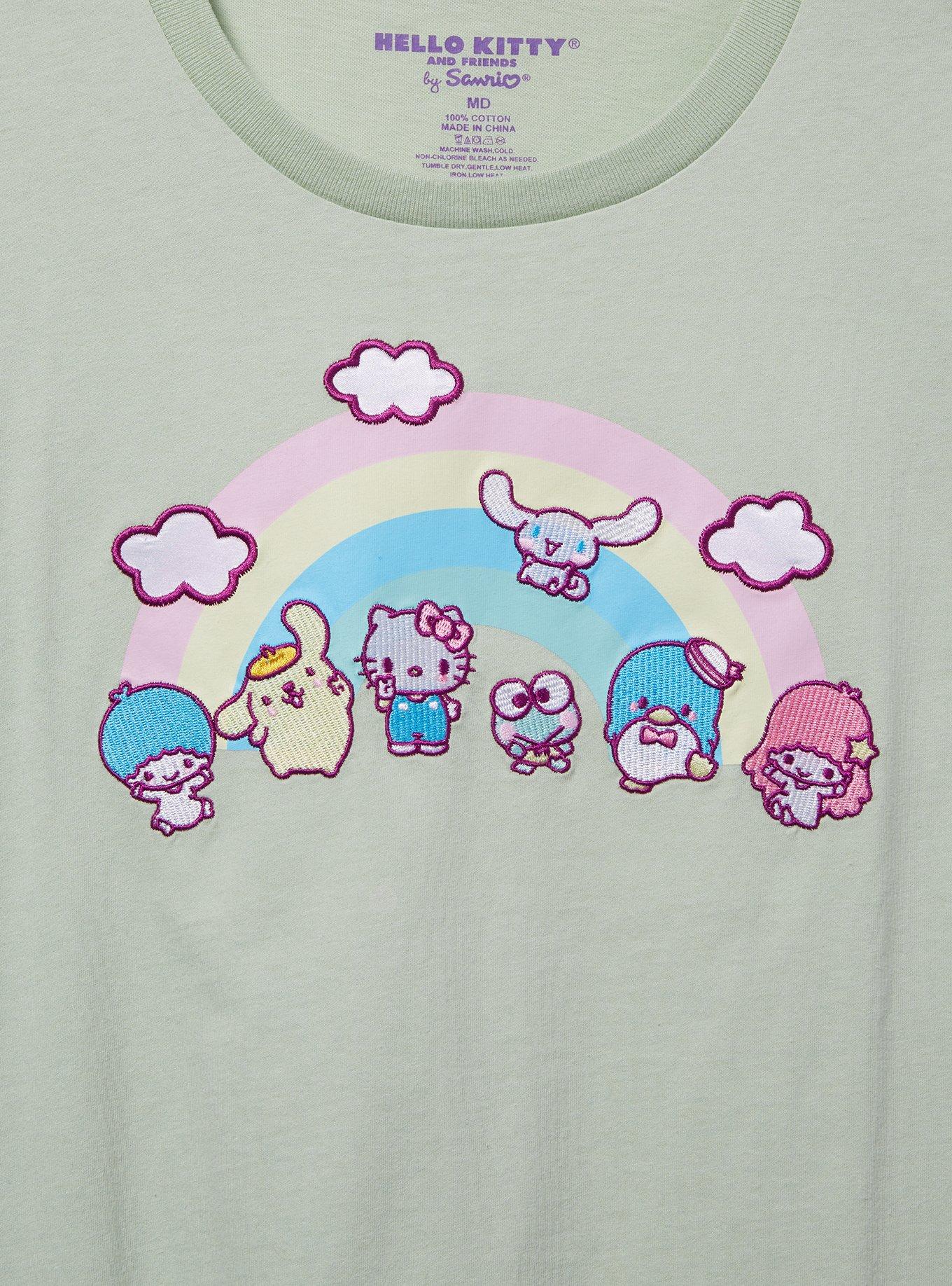 Sanrio Hello Kitty and Friends Rainbow Embroidered Women's T-Shirt — BoxLunch Exclusive, SAGE, alternate