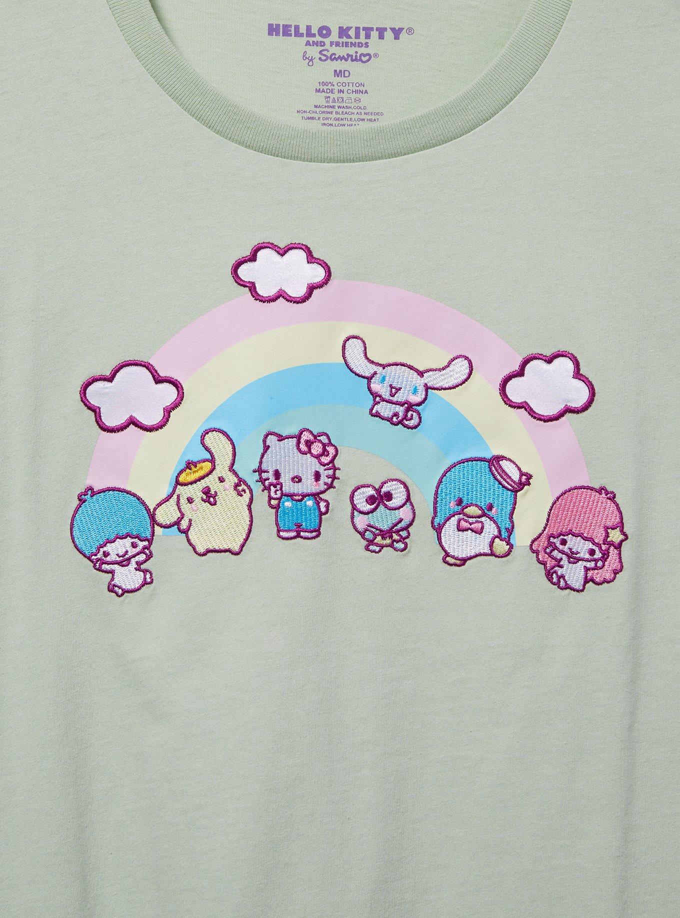Sanrio Hello Kitty and Friends Rainbow Embroidered Women's T-Shirt &mdash; BoxLunch Exclusive, SAGE, alternate