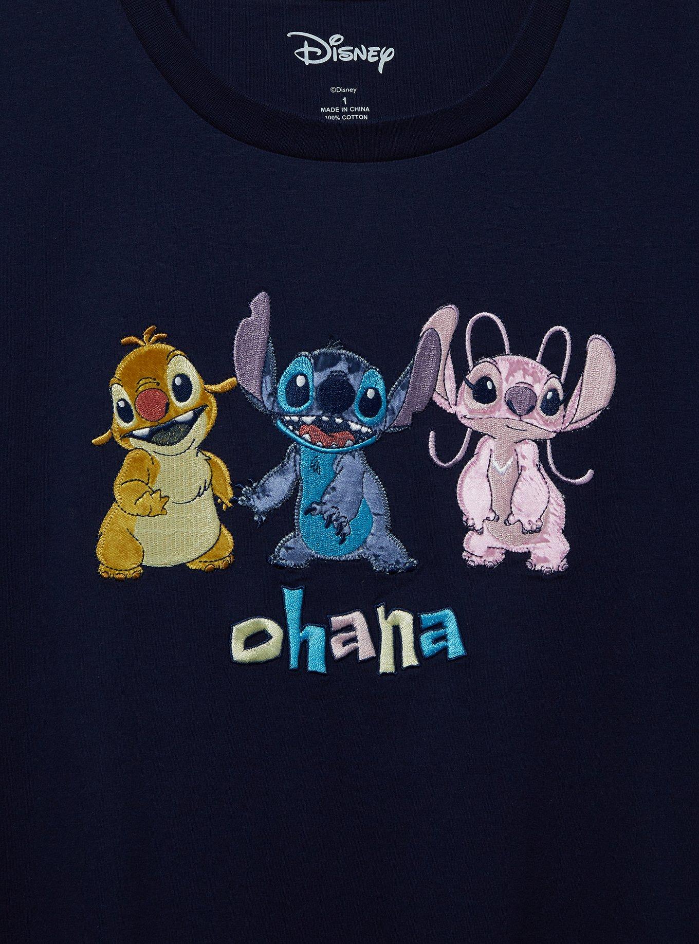 Disney Lilo & Stitch Reuben, Angel, and Stitch Ohana Embroidered Women's Plus Size T-Shirt — BoxLunch Exclusive, , hi-res