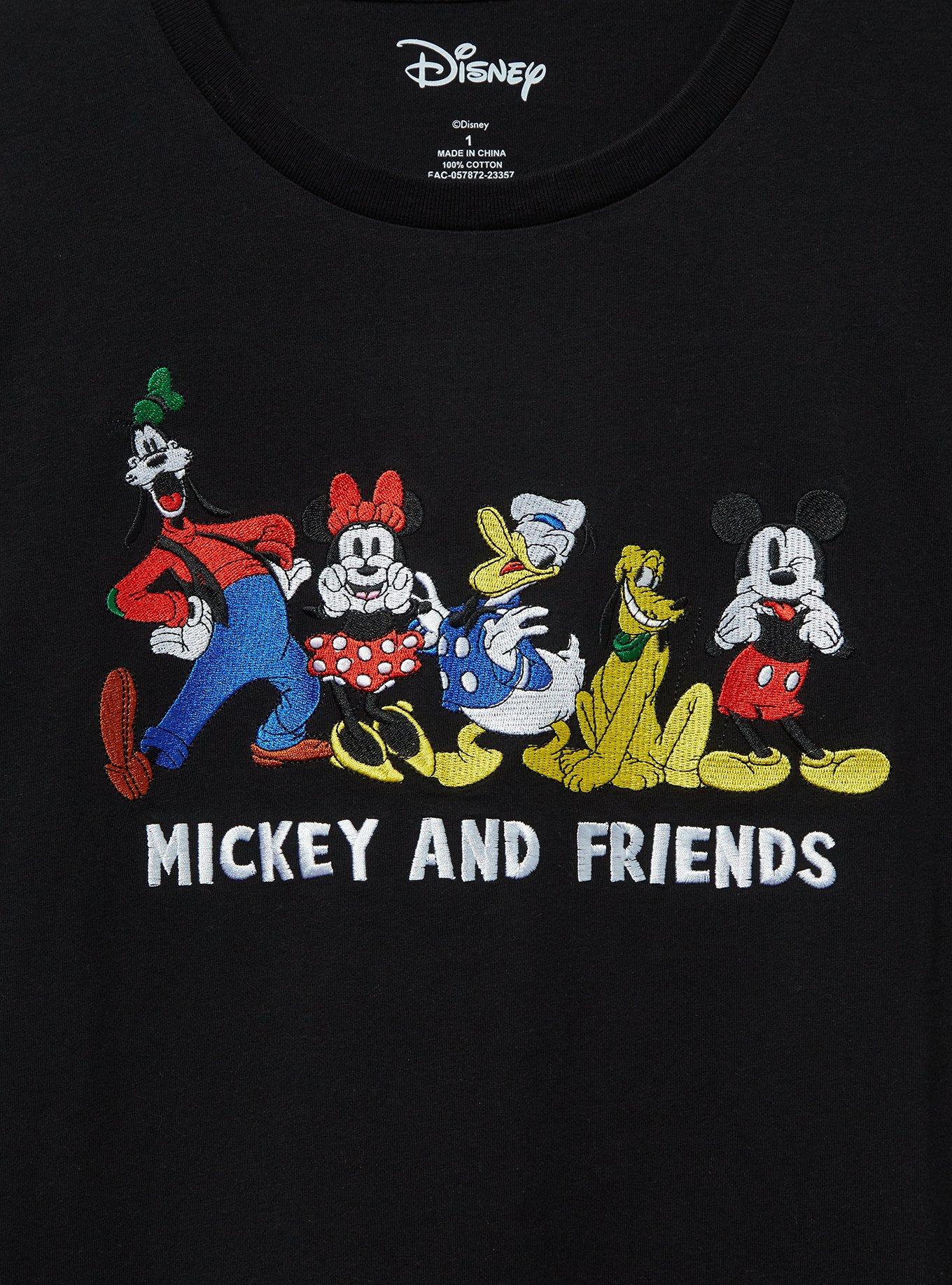 Disney Mickey and Friends Embroidered Women's Plus Size T-Shirt — BoxLunch Exclusive, BLACK, alternate