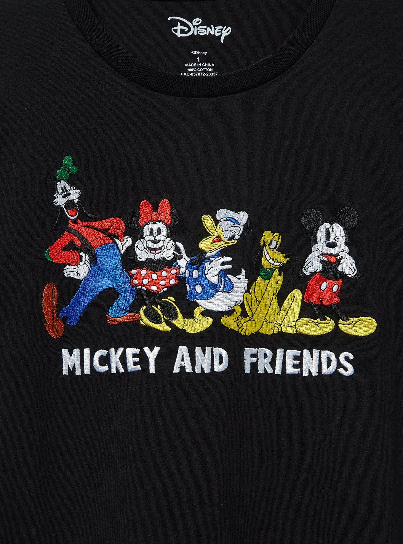 Disney Mickey and Friends Embroidered Women's Plus Size T-Shirt &mdash; BoxLunch Exclusive, BLACK, alternate