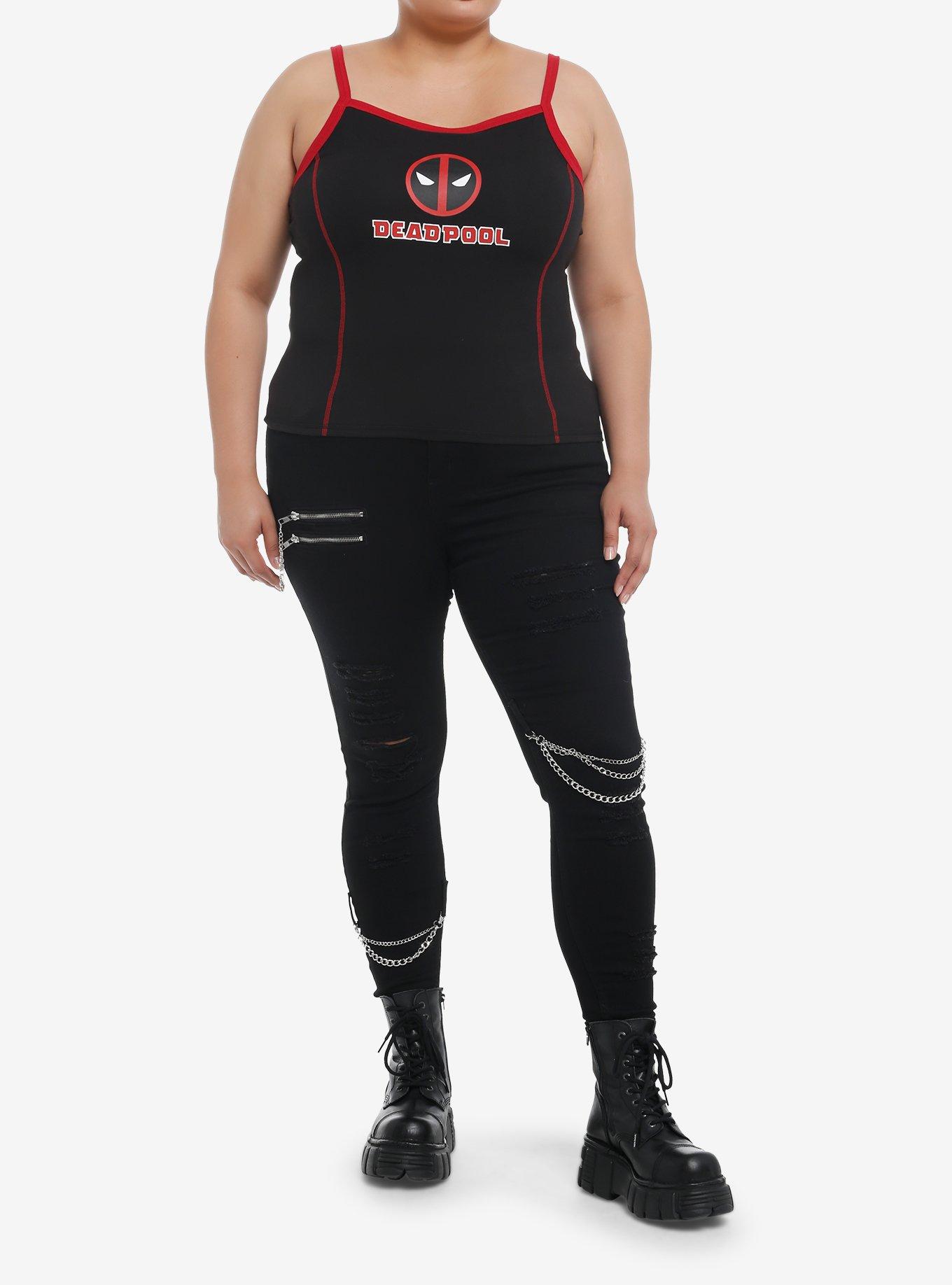 Her Universe Marvel Deadpool & Wolverine Deadpool Logo Crop Cami Plus Size, BLACK  RED, alternate