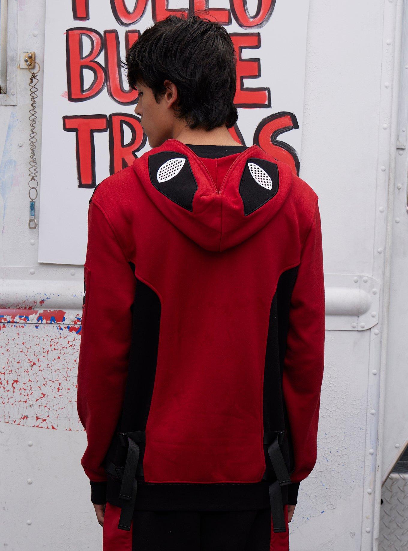 Our Universe Marvel Deadpool & Wolverine Deadpool Color-Block Hoodie, RED  BLACK, alternate