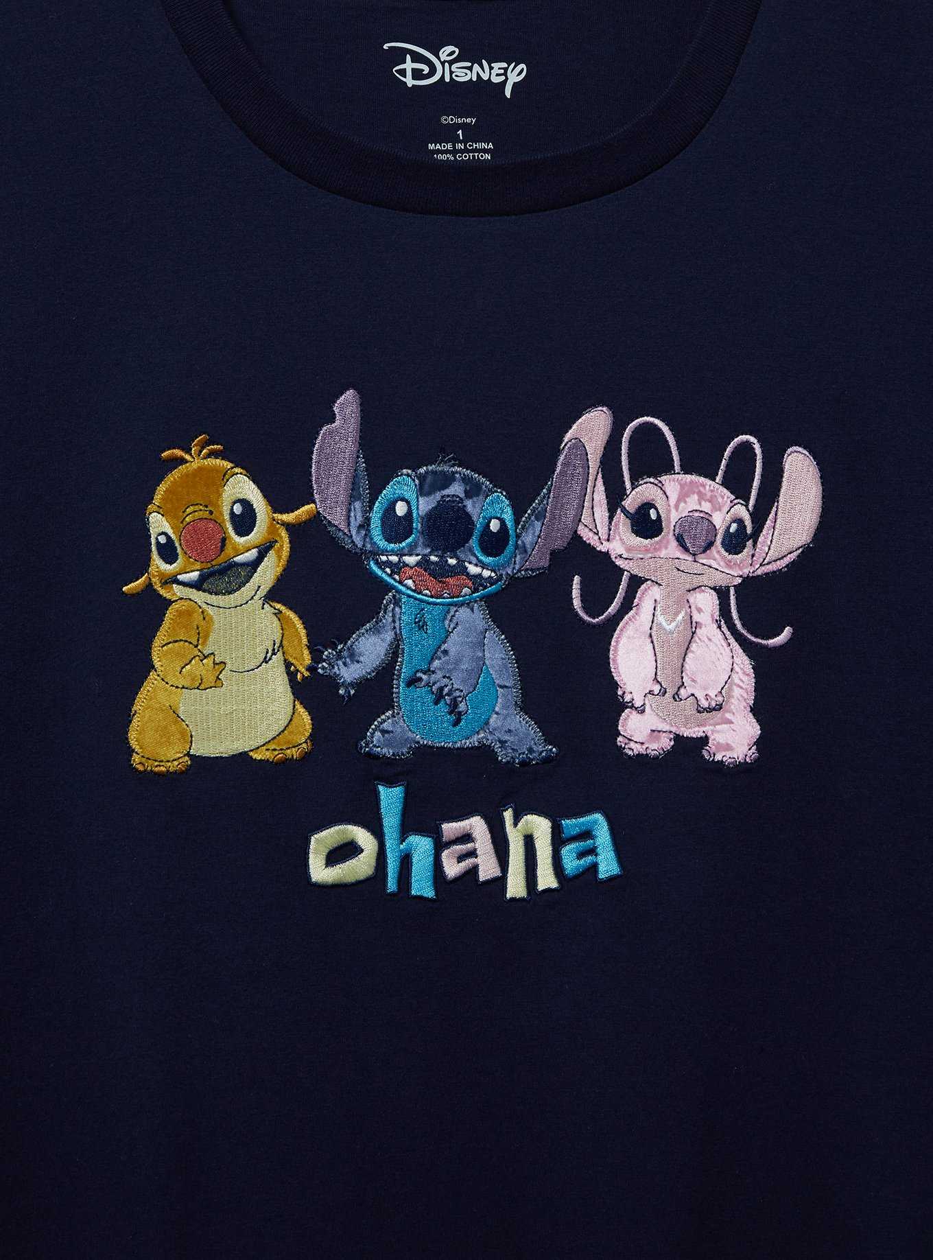 Disney Lilo & Stitch Reuben, Angel, and Stitch Ohana Embroidered Plus Size T-Shirt, , hi-res