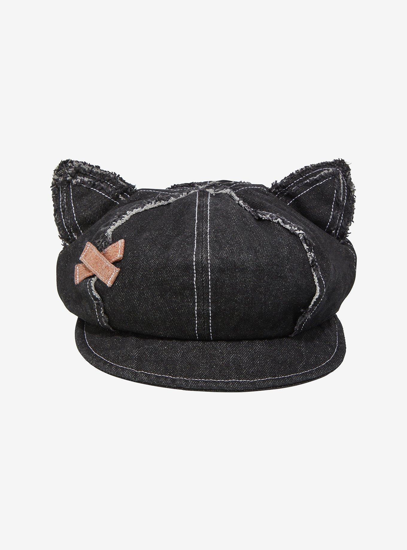 Cat Ear Contrast Stitch Cabbie Hat, , alternate