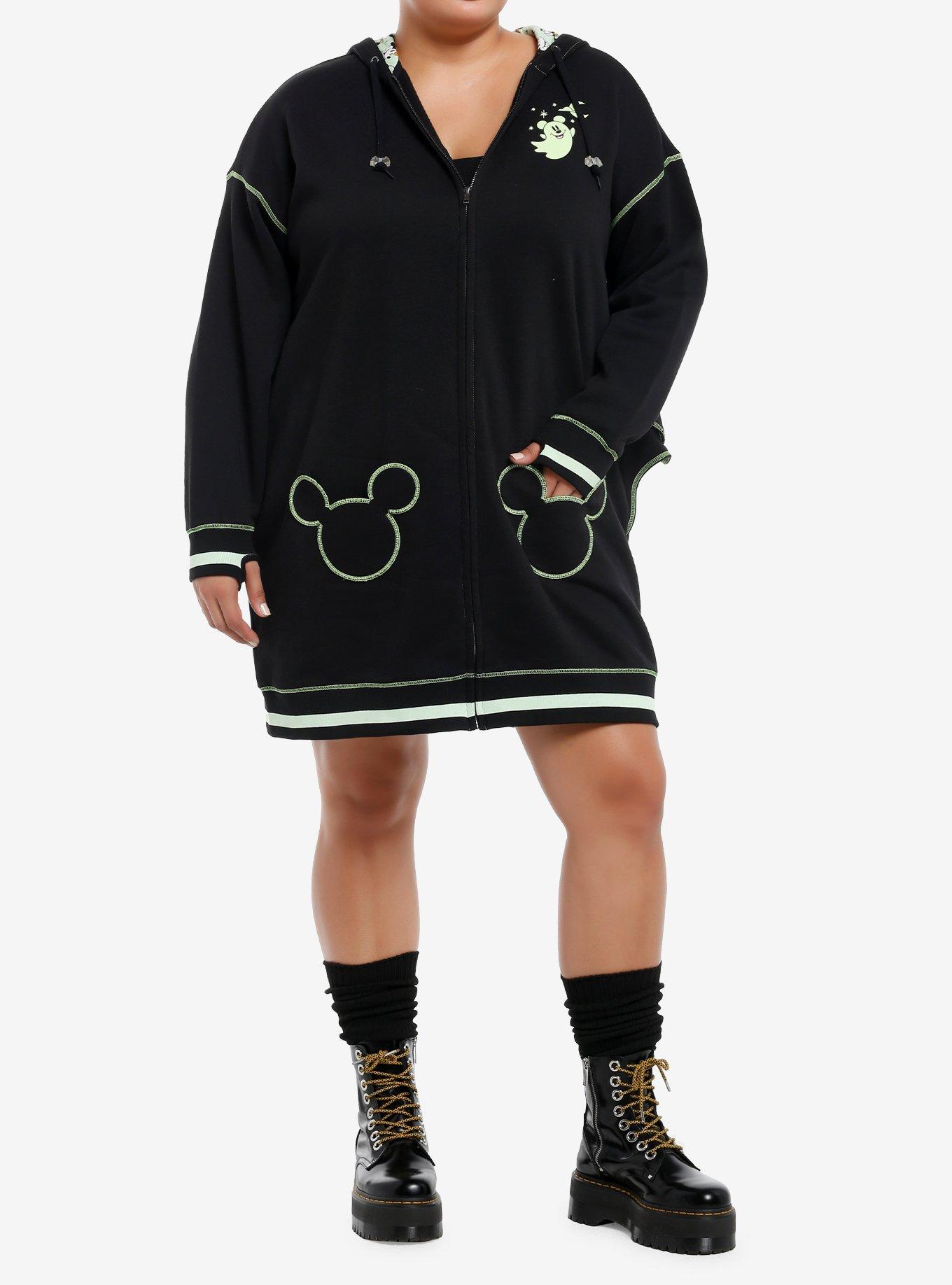 Her Universe Disney Halloween Mickey Mouse Ghost Glow-In-The-Dark Hoodie Dress Plus Size, , hi-res