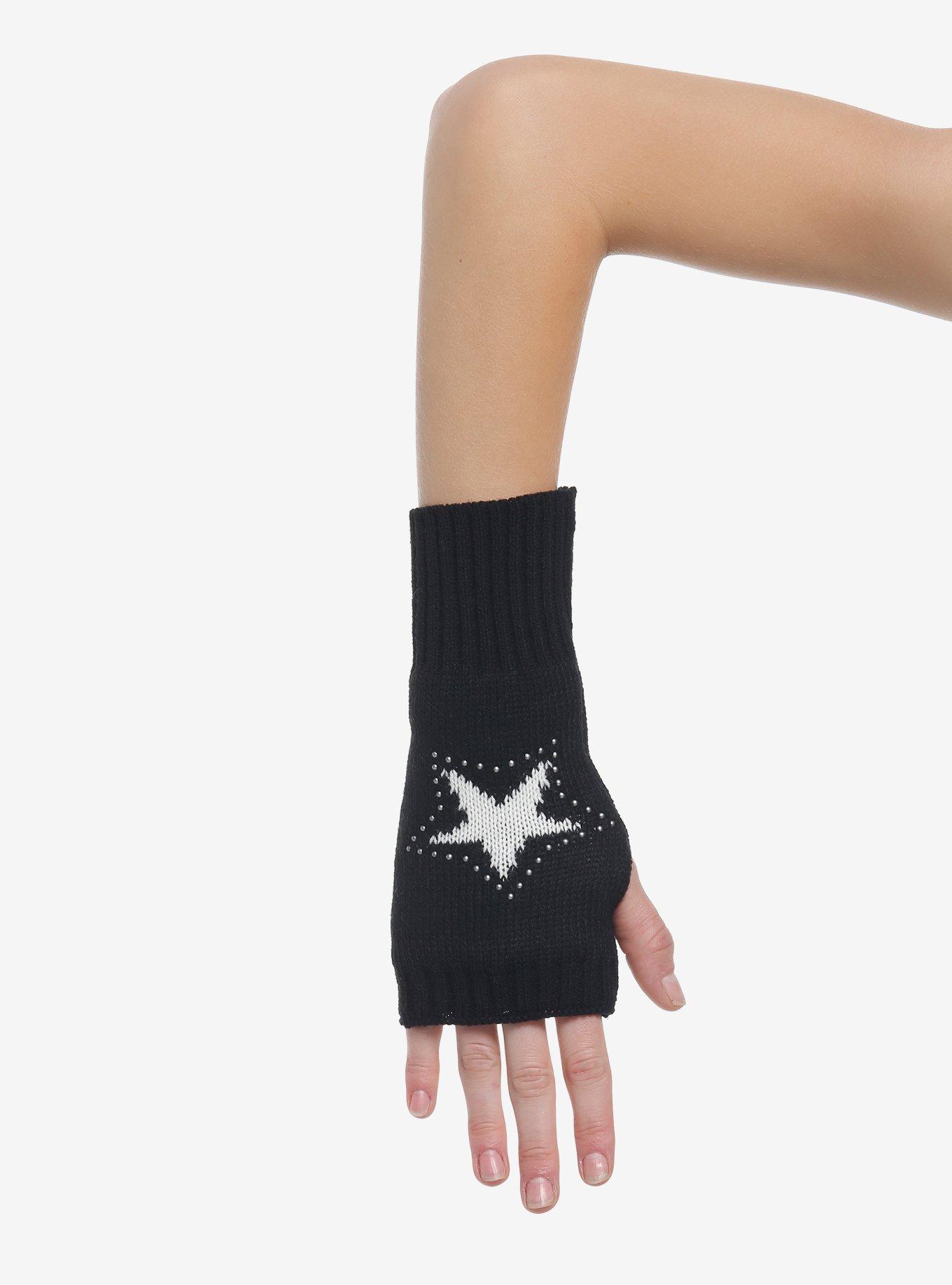 Star Stud Knit Fingerless Gloves, , hi-res