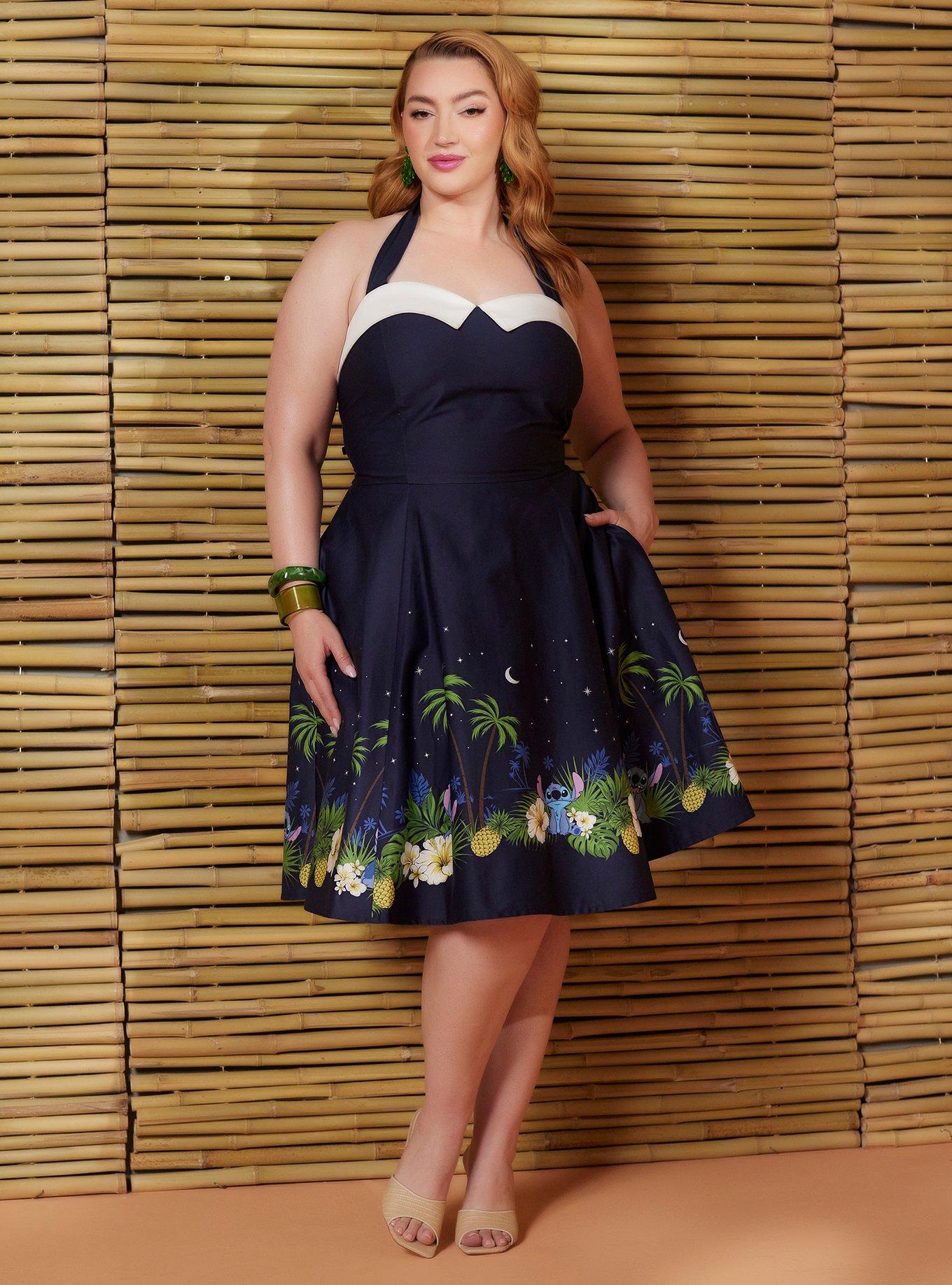 Her Universe Disney Stitch Tiki Halter Dress Plus Size Her Universe Exclusive, , hi-res