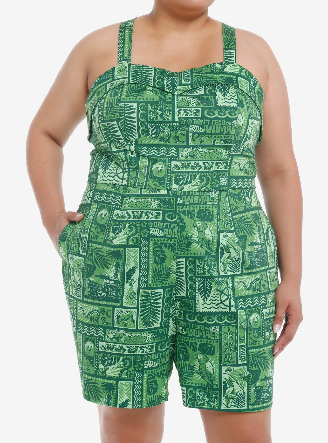 Her Universe Disney Jungle Cruise Tiki Convertible Romper Plus Size Her Universe Exclusive, GREEN, alternate