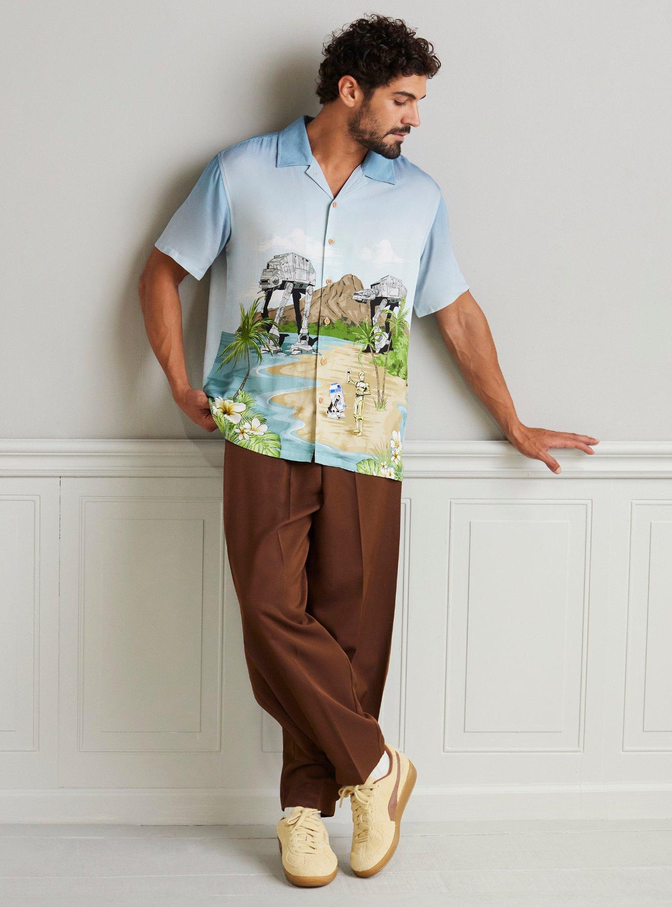 Our Universe Star Wars Droids At The Beach Tiki Woven Button Up Our Universe Exclusive, , hi-res