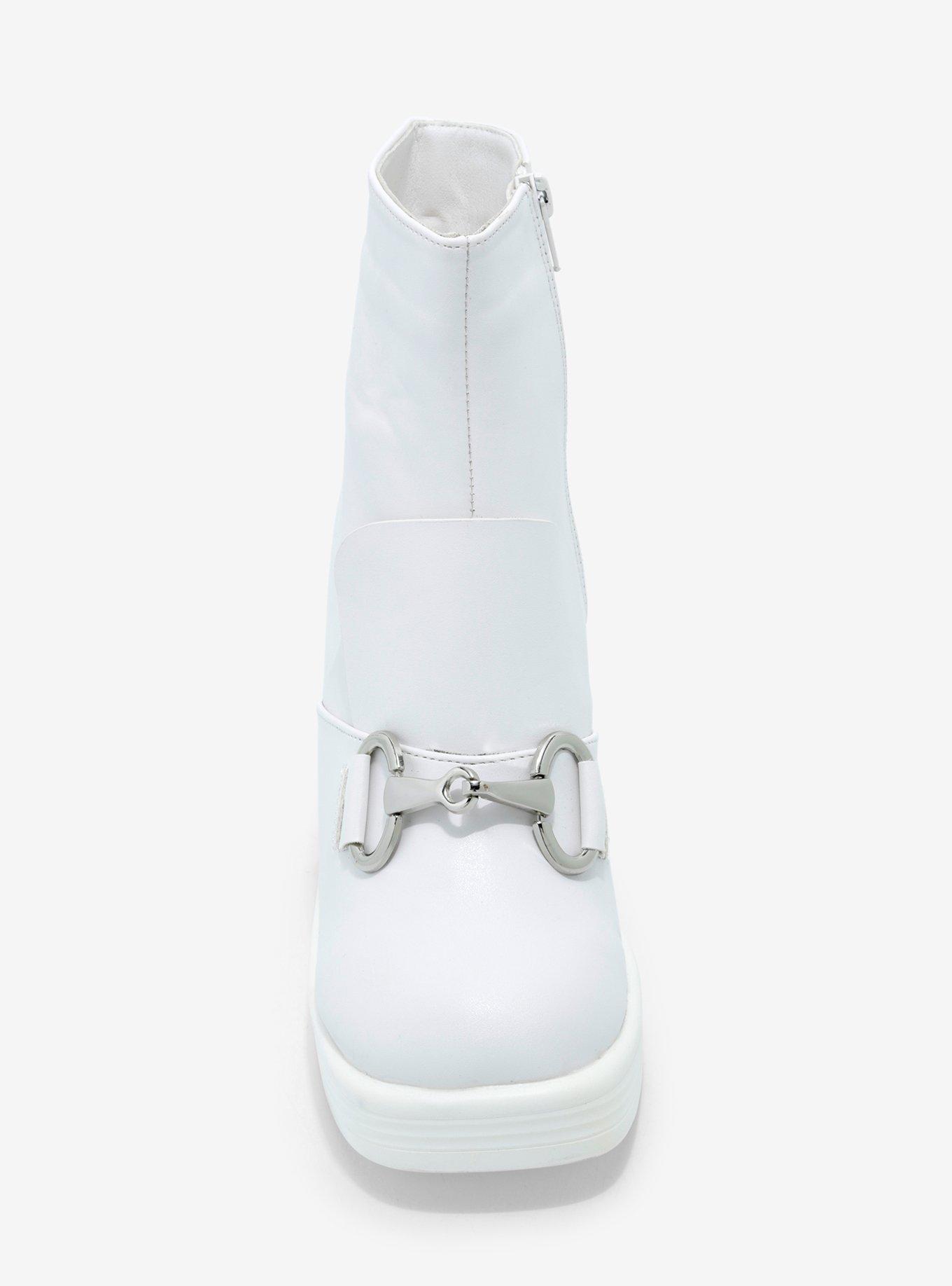 Yoki White Buckle Heeled Booties, MULTI, alternate