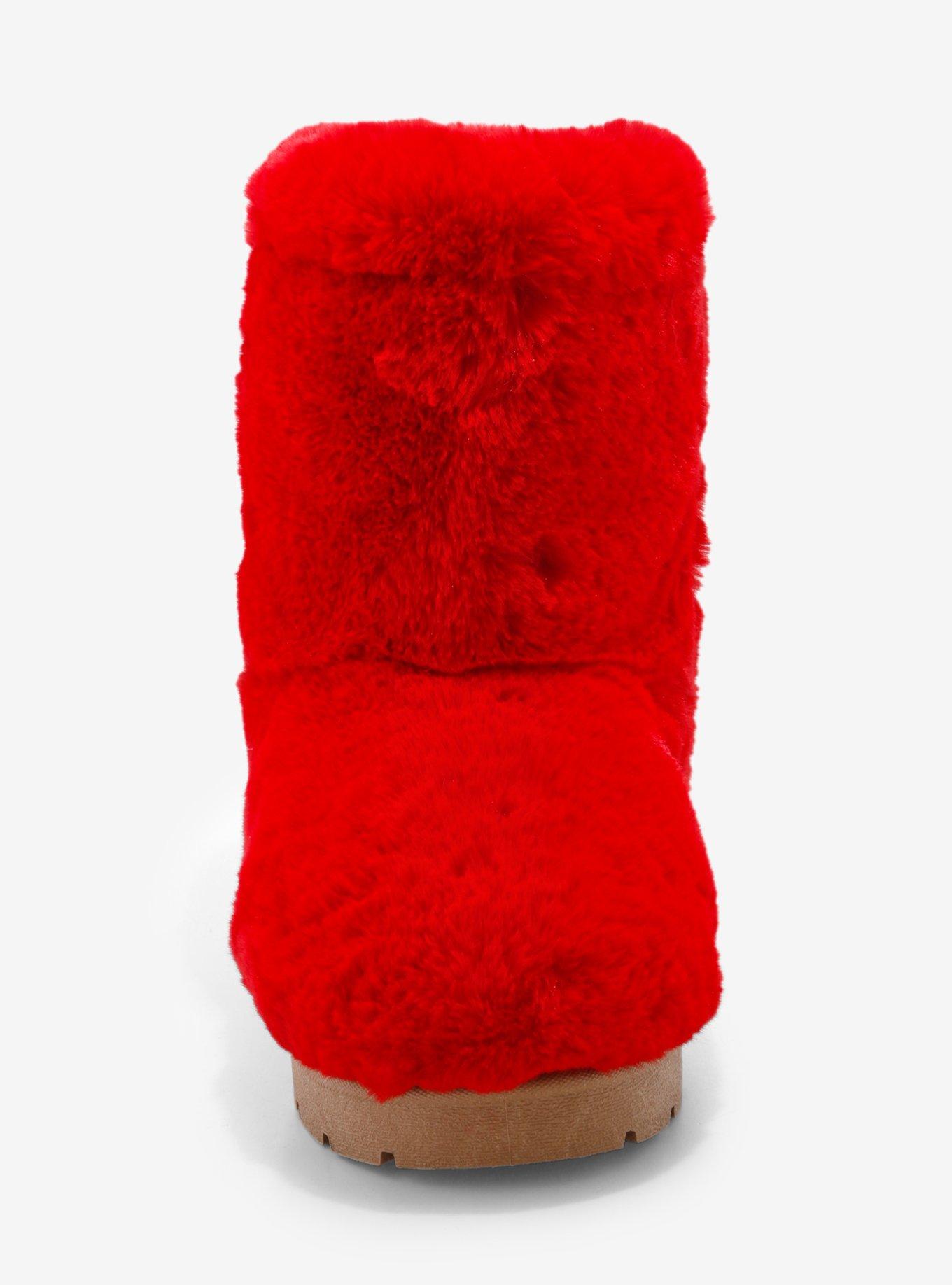 Yoki Red Faux Fur Boots, MULTI, alternate