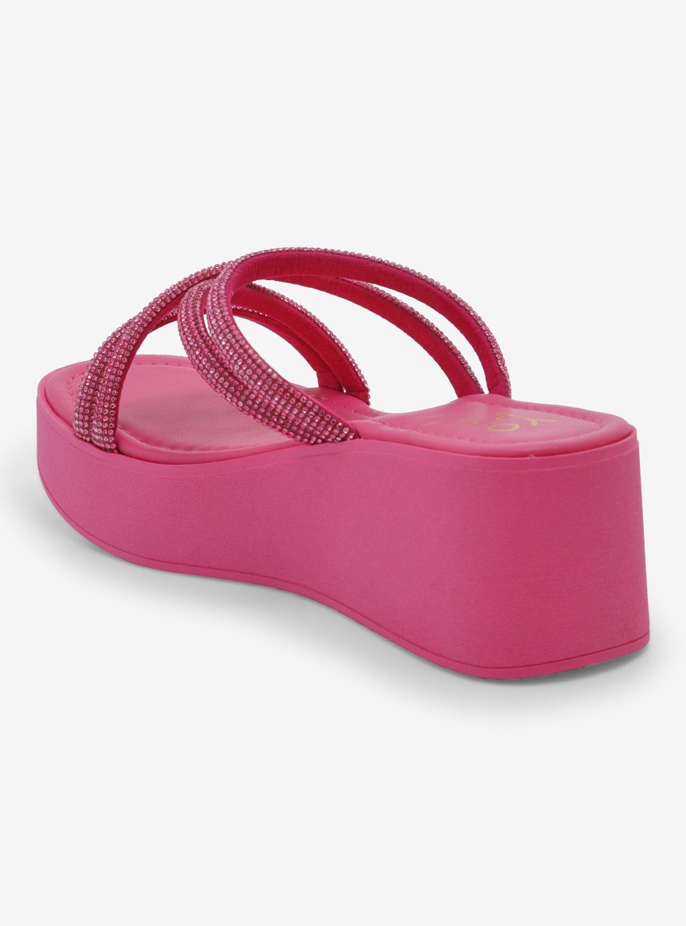 Yoki Pink Rhinestone Platform Sandals, MULTI, alternate