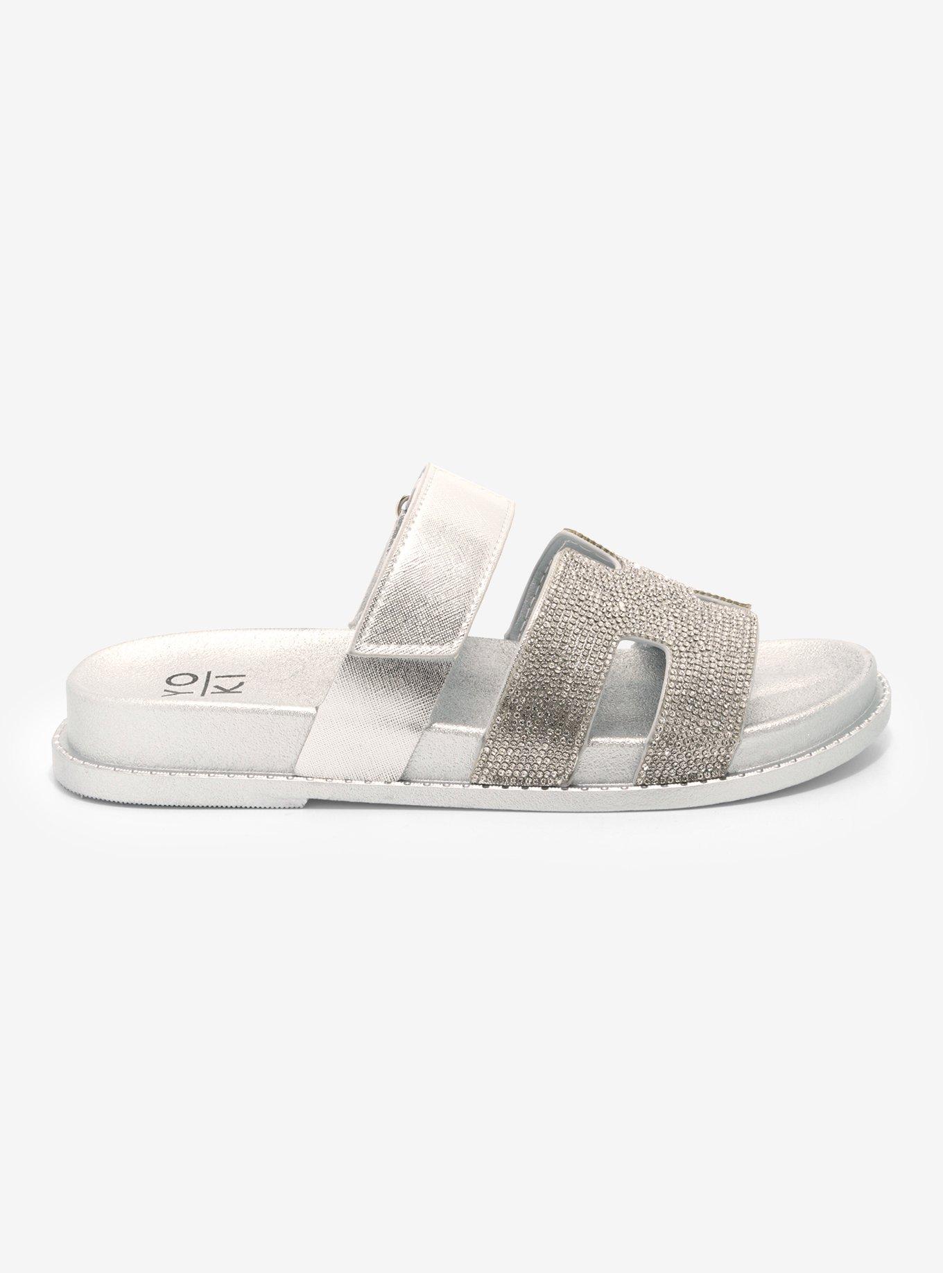 Yoki Silver Bling Slides, , hi-res